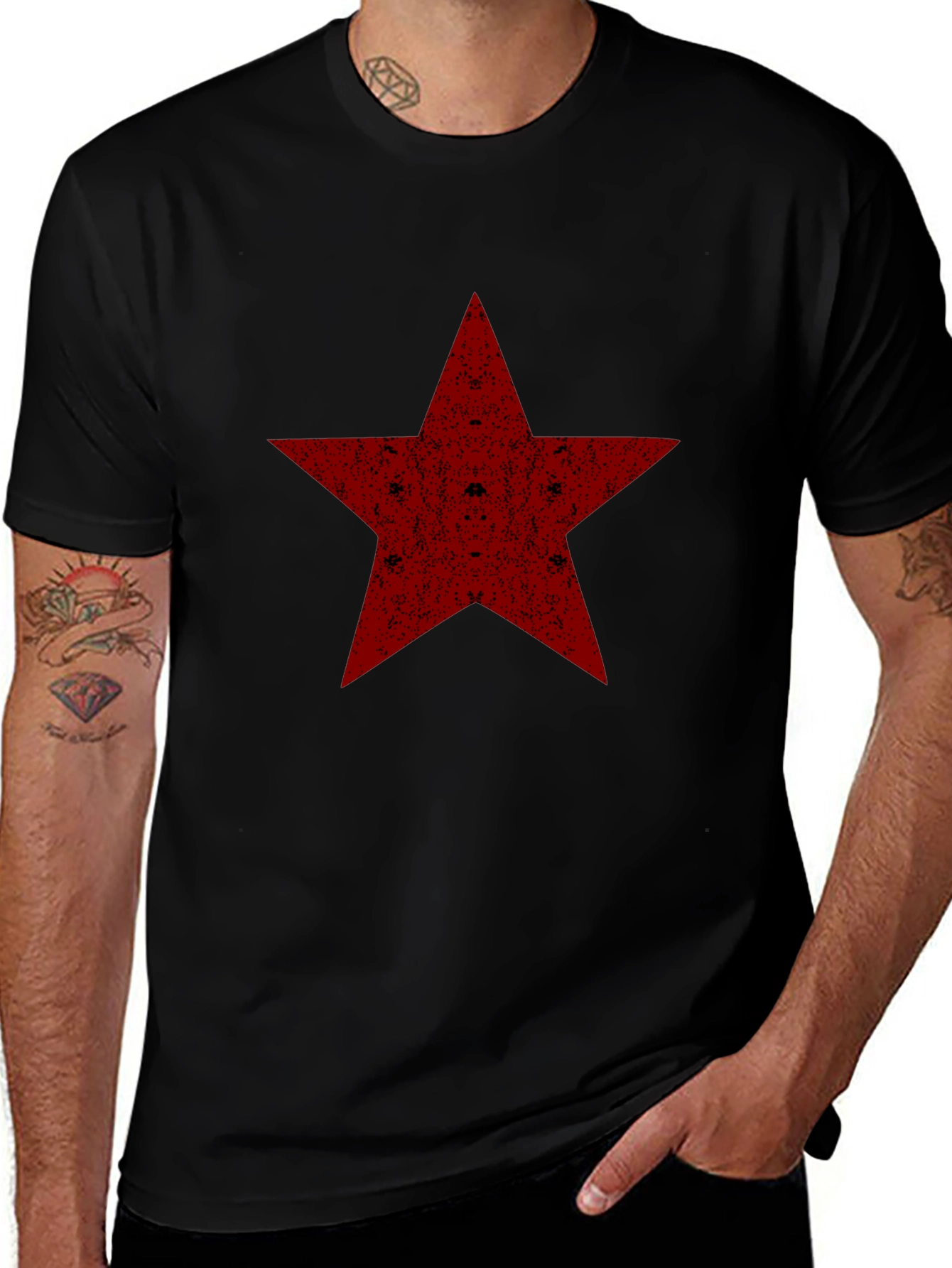 Red Star Graphic Black T-Shirt