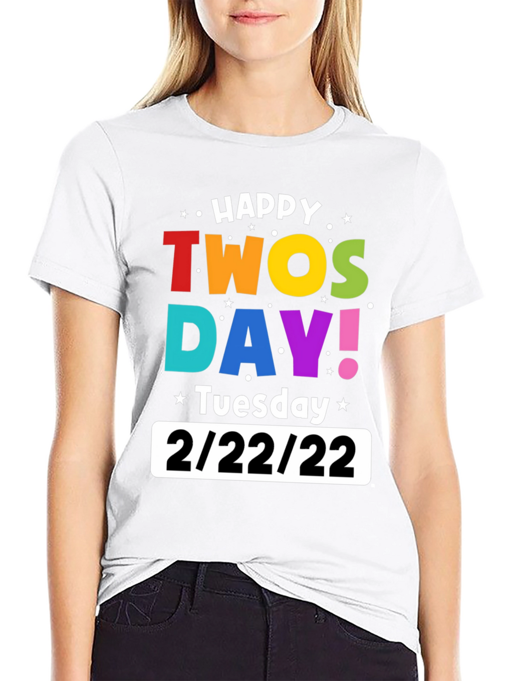 Happy Twosday 2/22/22 Black Graphic T-Shirt
