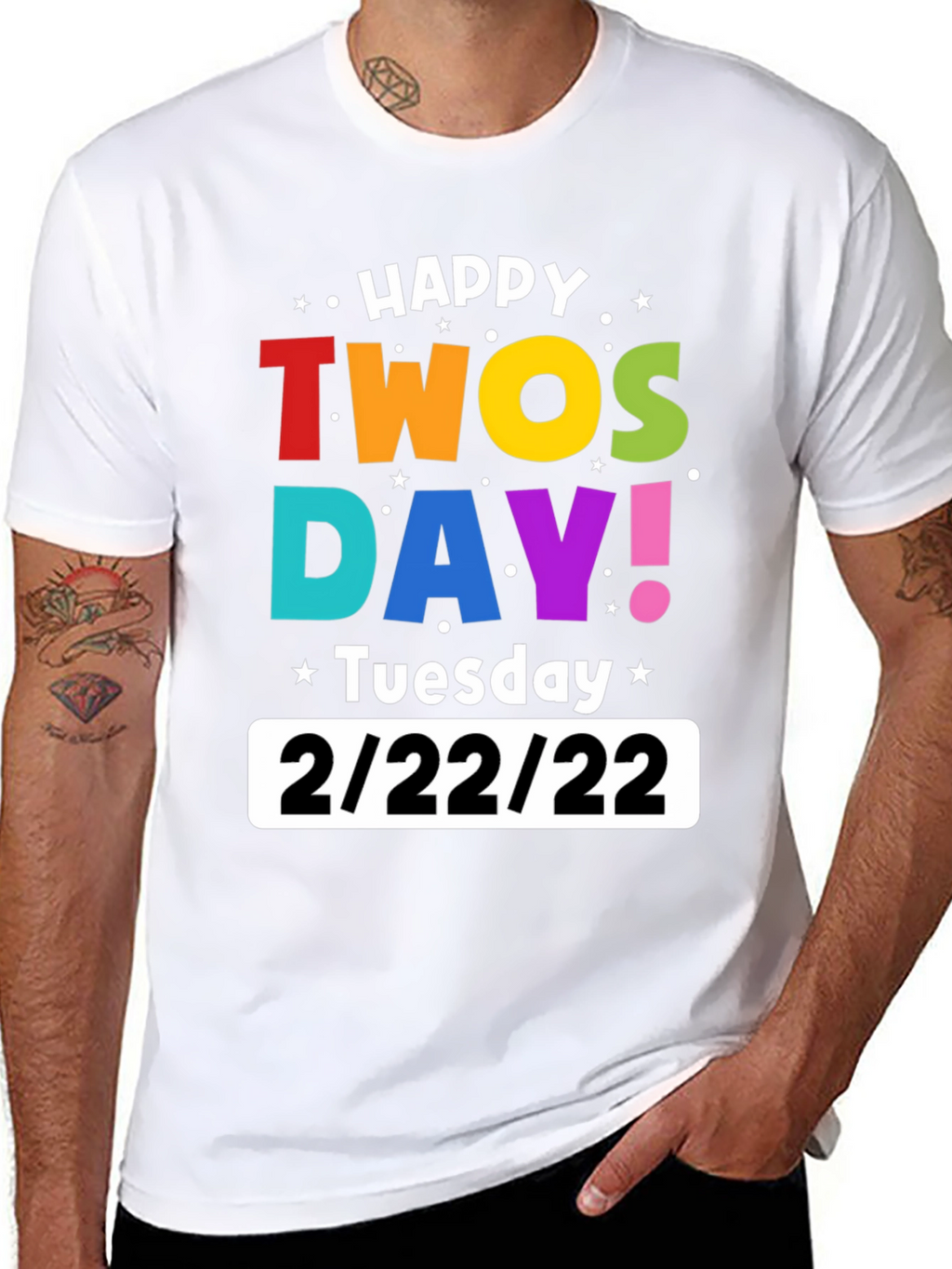 Happy Twosday 2/22/22 Black Graphic T-Shirt