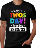 Happy Twosday 2/22/22 Black Graphic T-Shirt