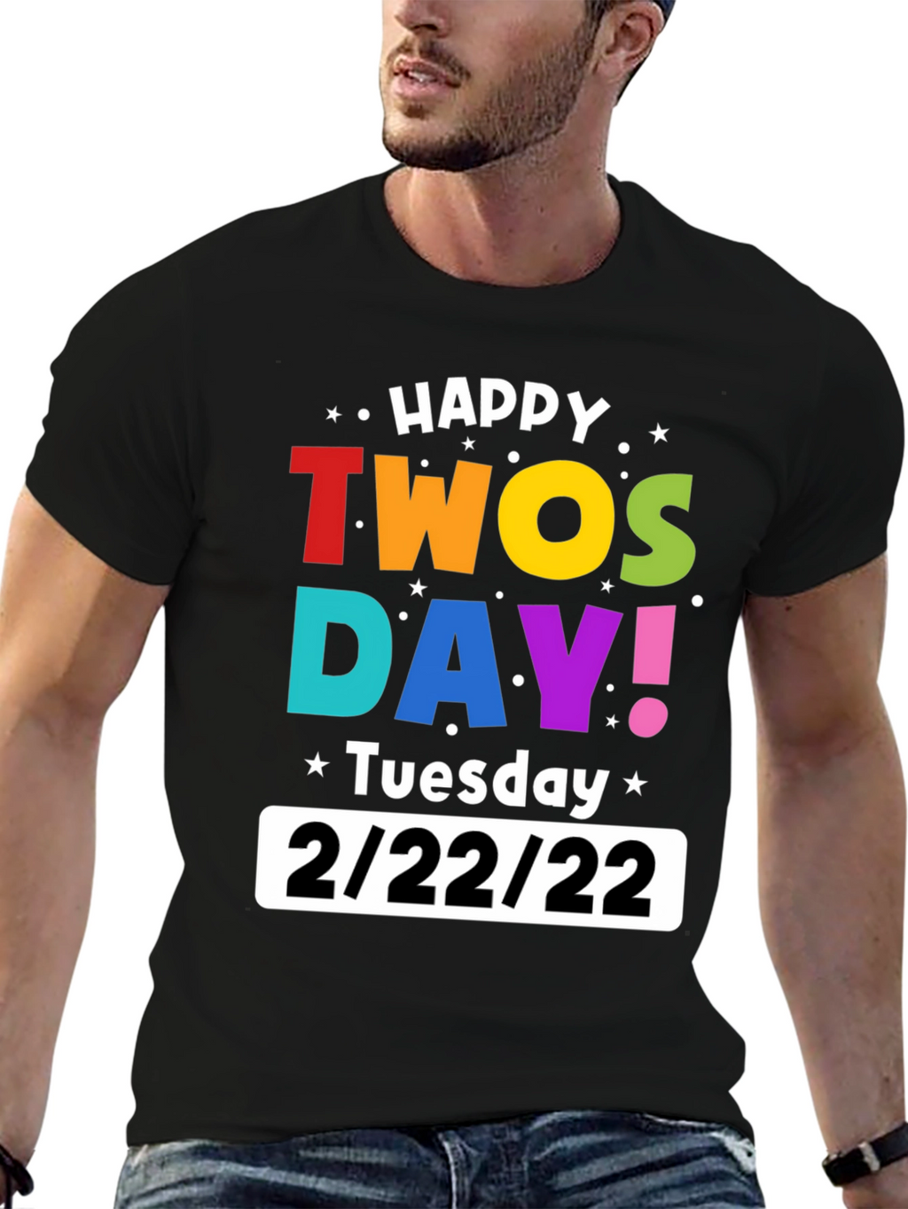 Happy Twosday 2/22/22 Black Graphic T-Shirt