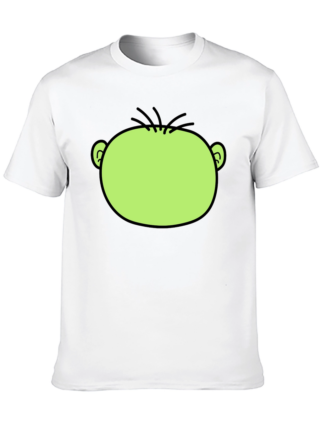 Funny Green Cartoon Face Graphic Black T-Shirt