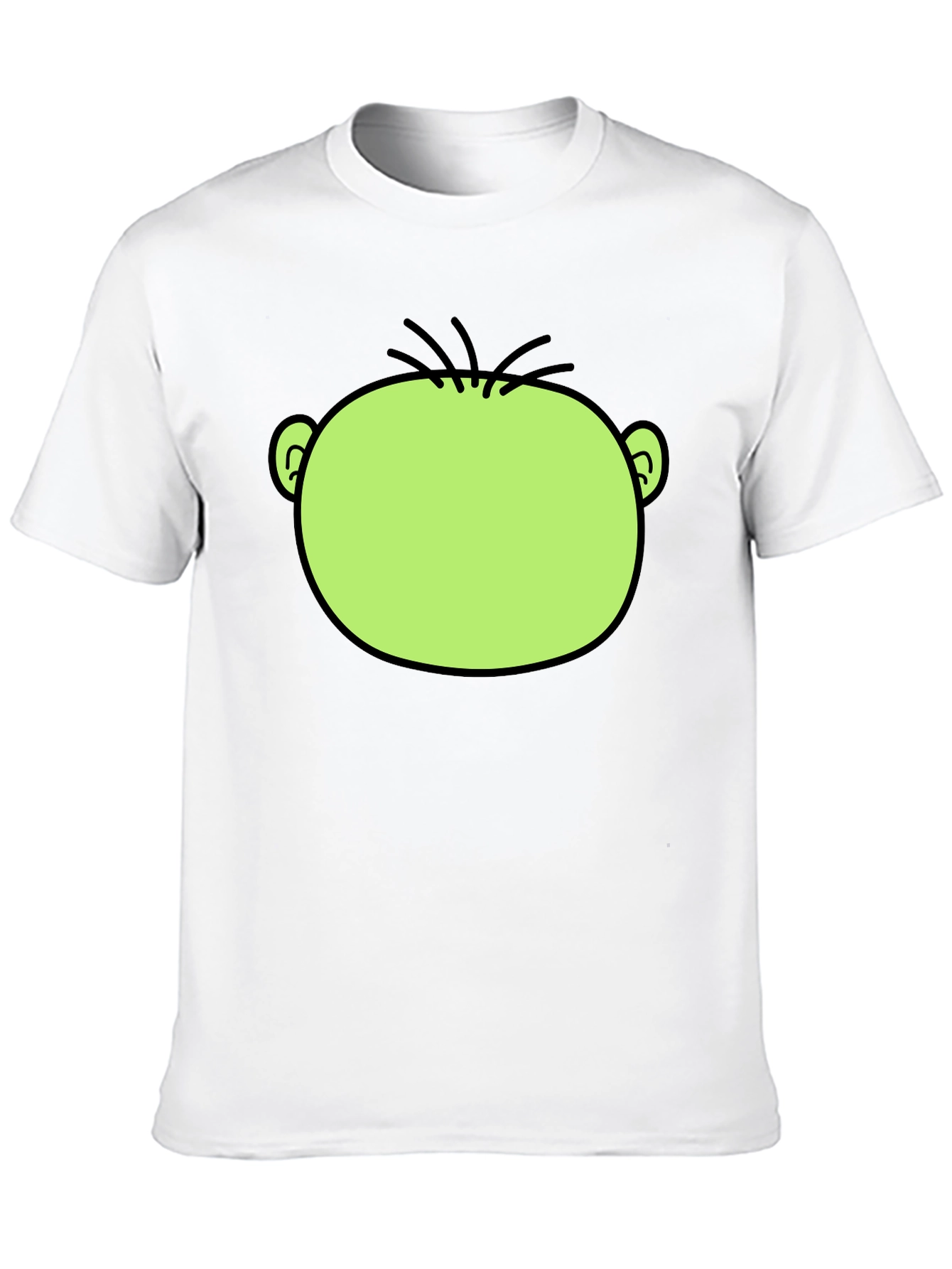 Funny Green Cartoon Face Graphic Black T-Shirt