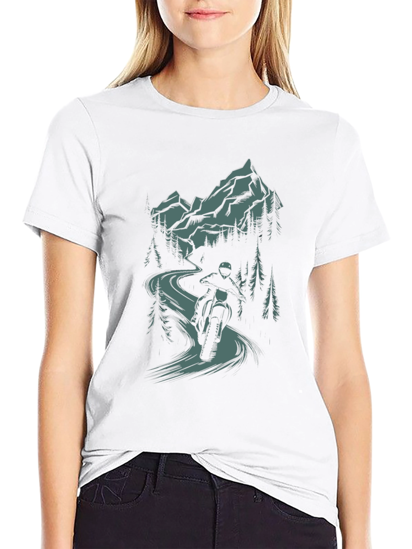 Motorcycle Mountain Ride Graphic T-Shirt