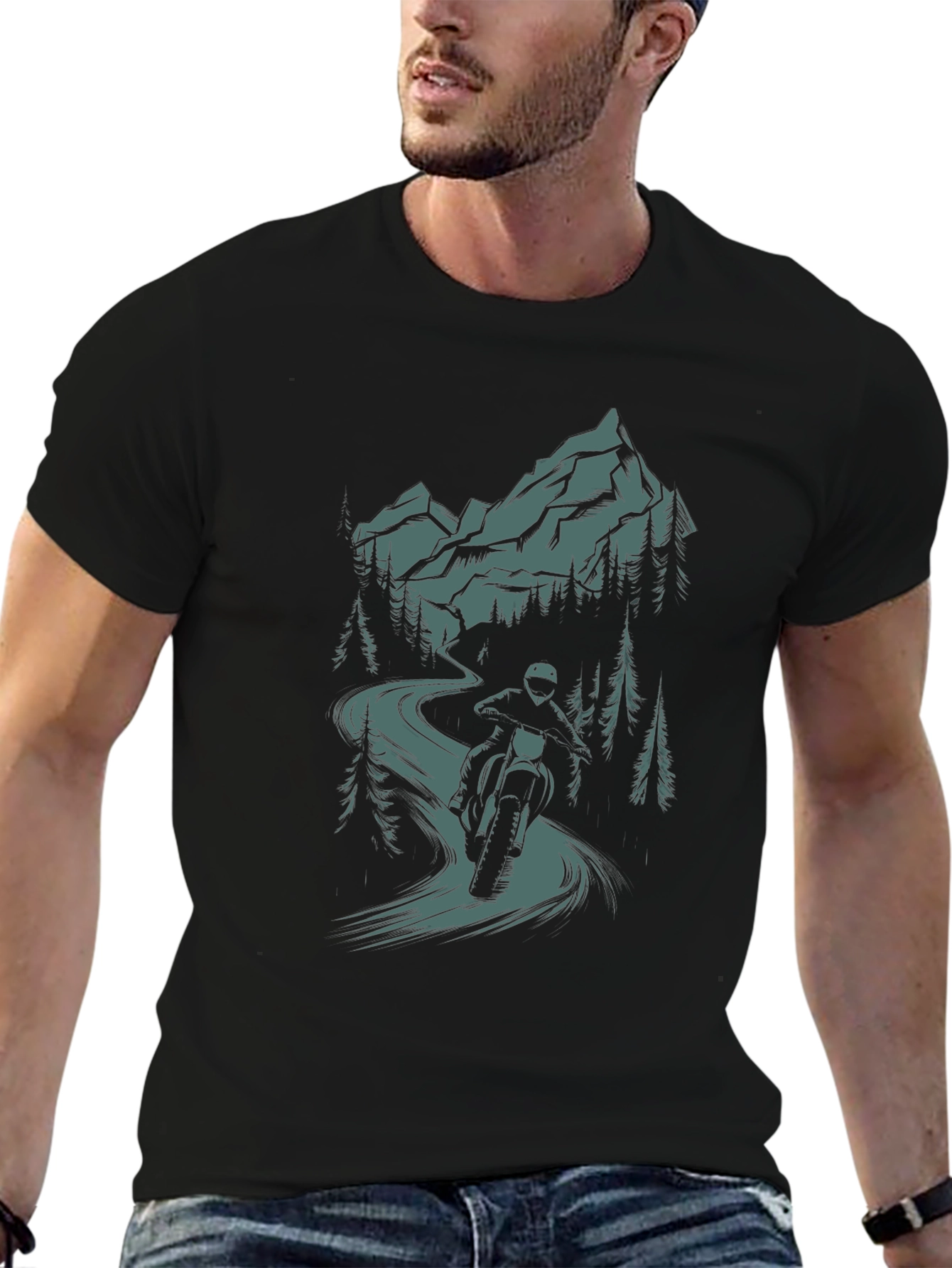 Motorcycle Mountain Ride Graphic T-Shirt