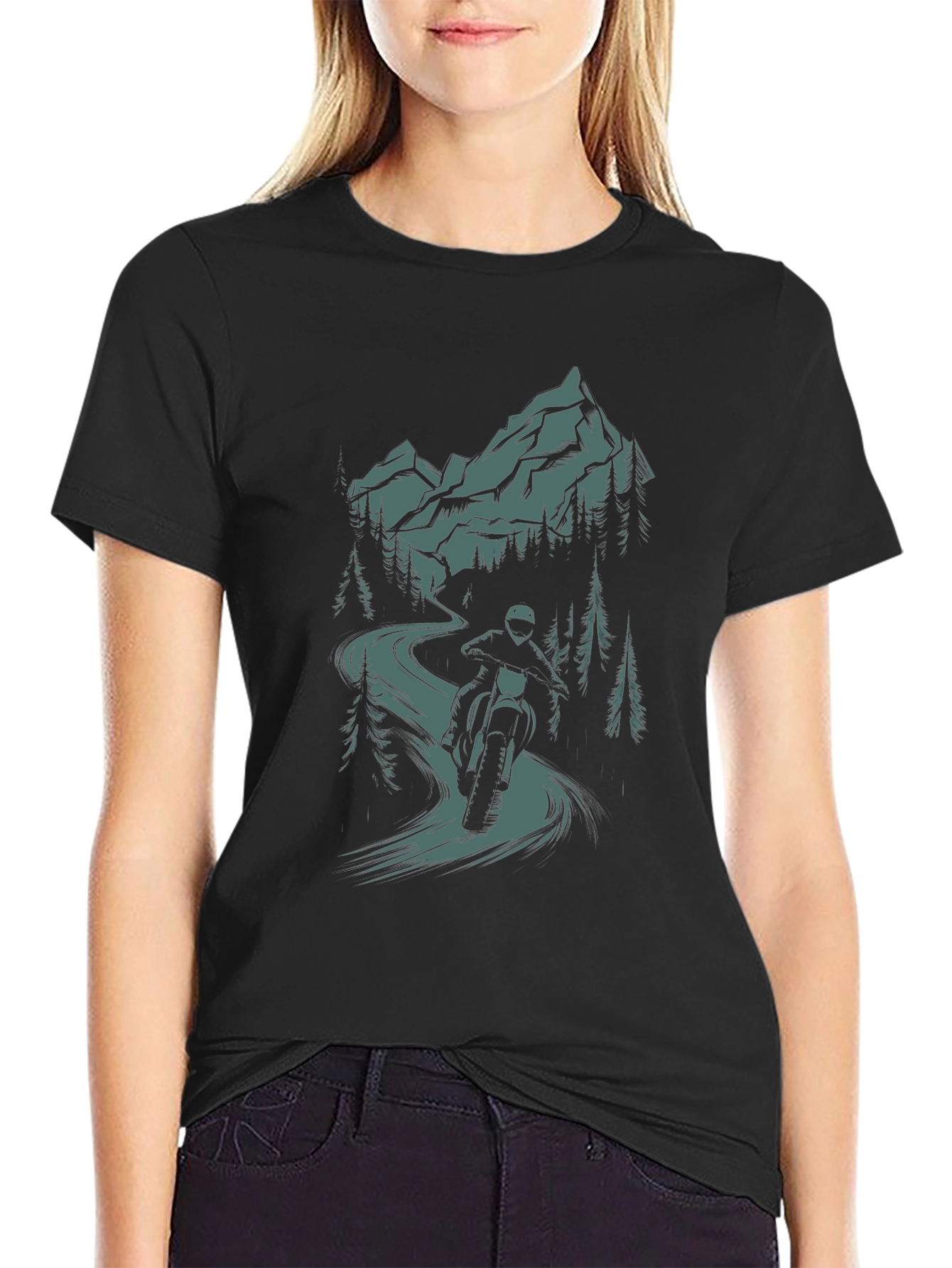 Motorcycle Mountain Ride Graphic T-Shirt