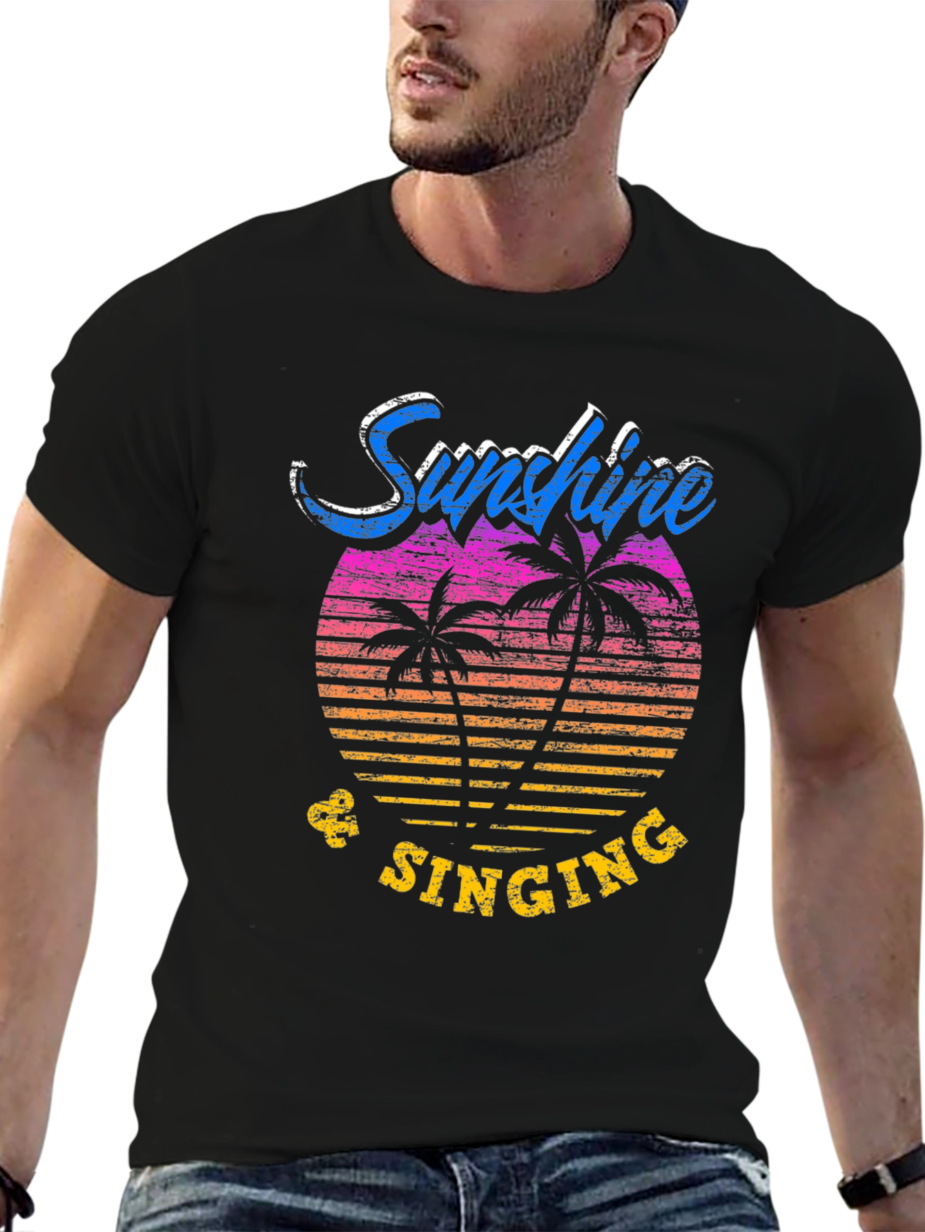 Sunshine & Singing Black Graphic T-Shirt