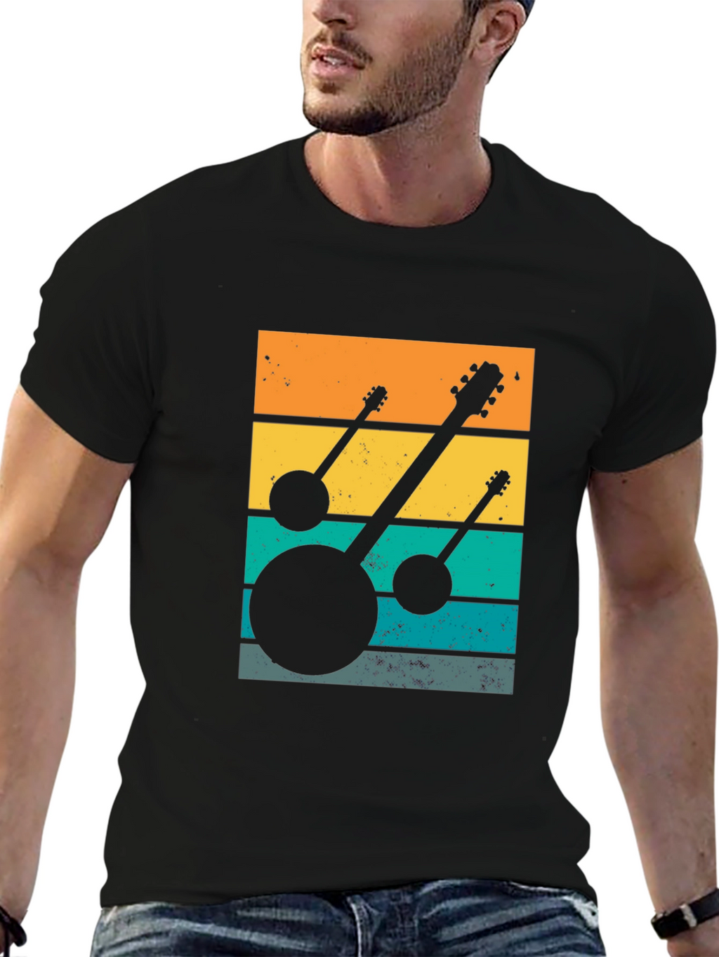 Retro Banjo Sunset T-Shirt - Music Lover Tee