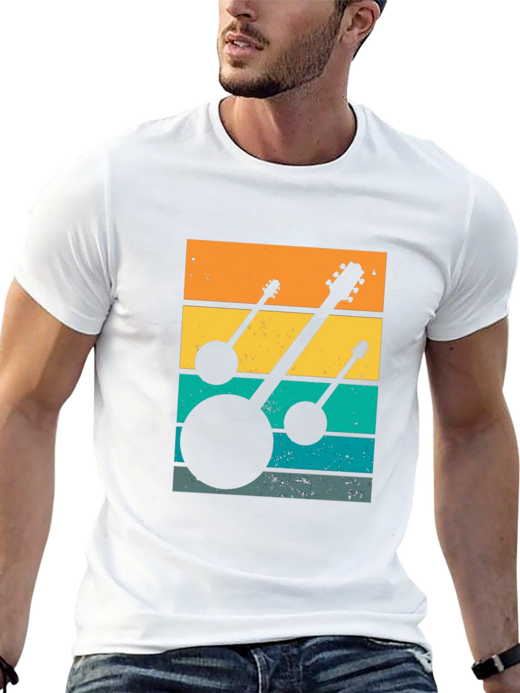 Retro Banjo Sunset T-Shirt - Music Lover Tee