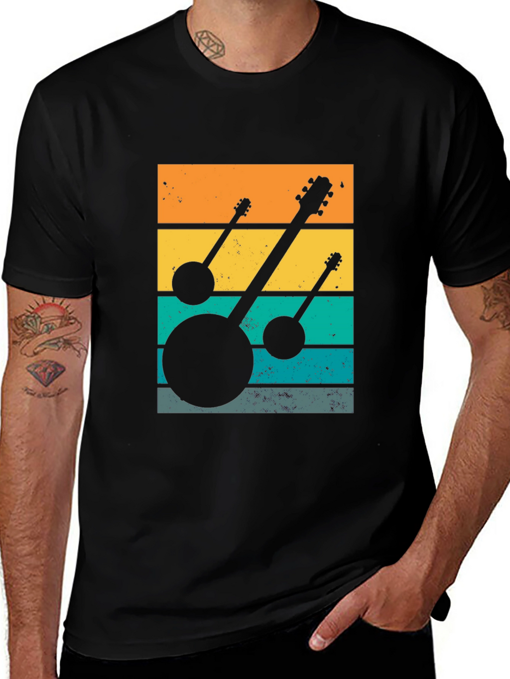Retro Banjo Sunset T-Shirt - Music Lover Tee