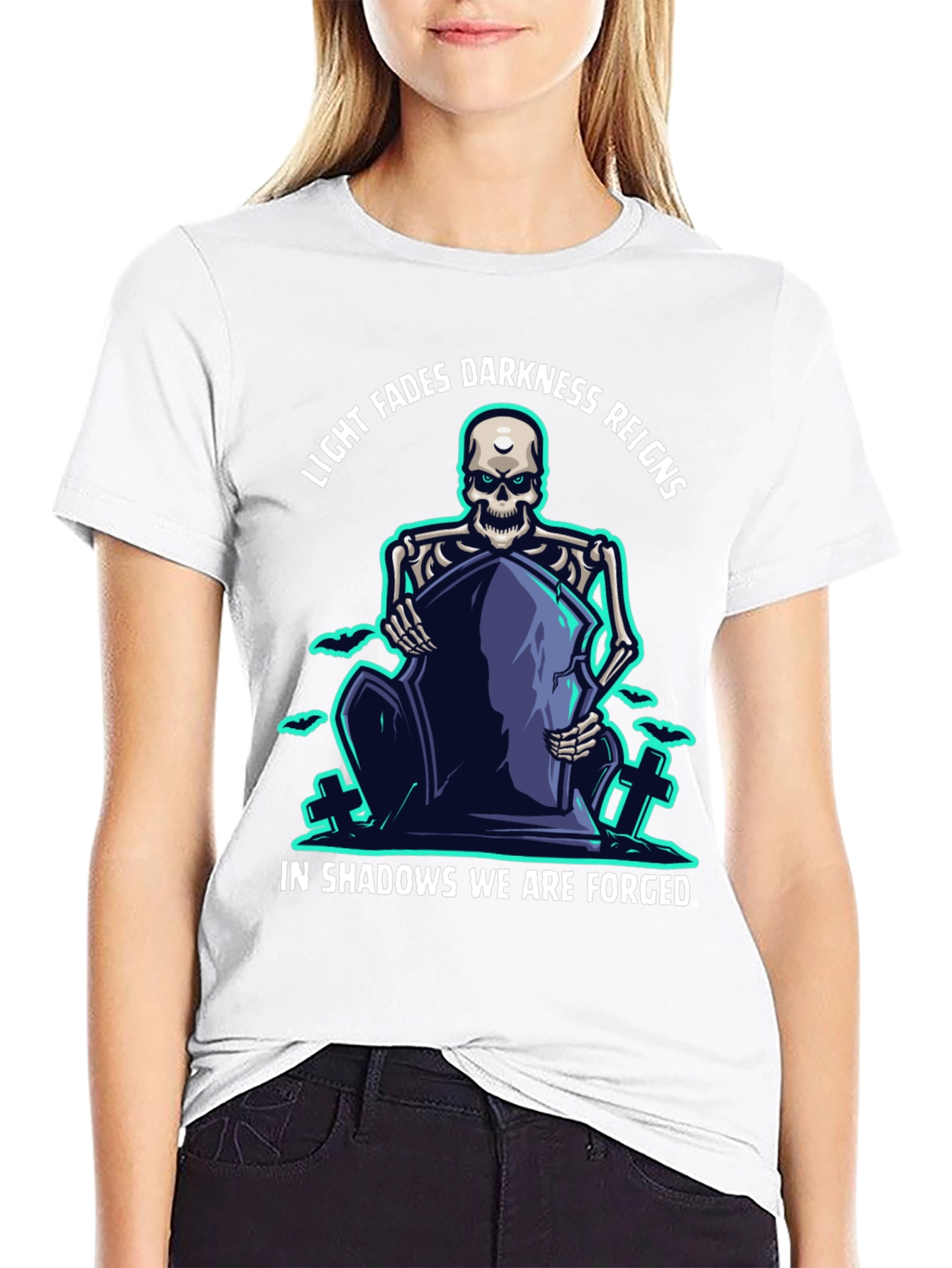 Darkness Reigns Skeleton Graphic T-Shirt