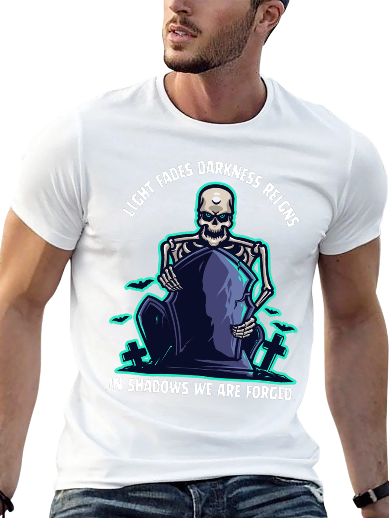 Darkness Reigns Skeleton Graphic T-Shirt