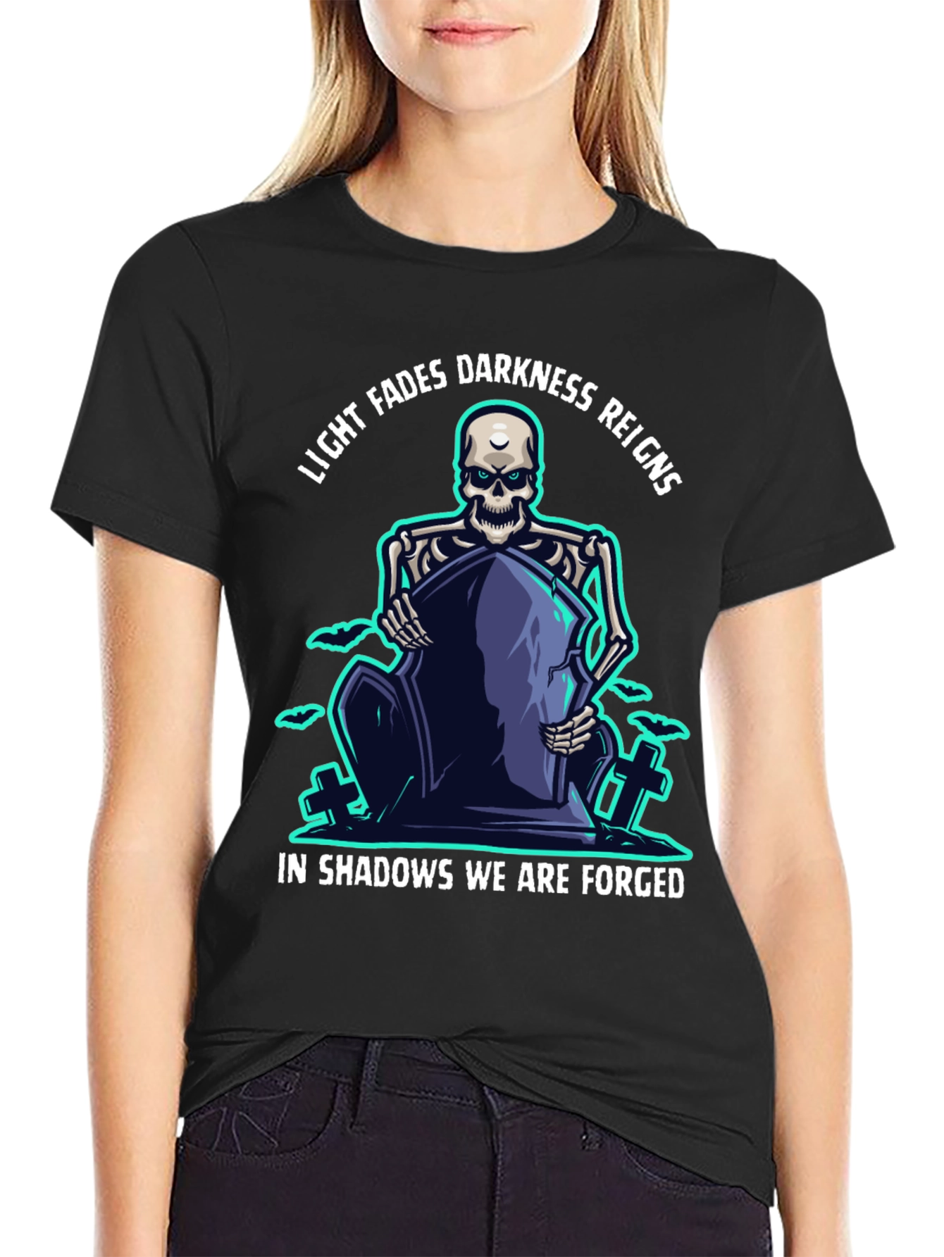 Darkness Reigns Skeleton Graphic T-Shirt