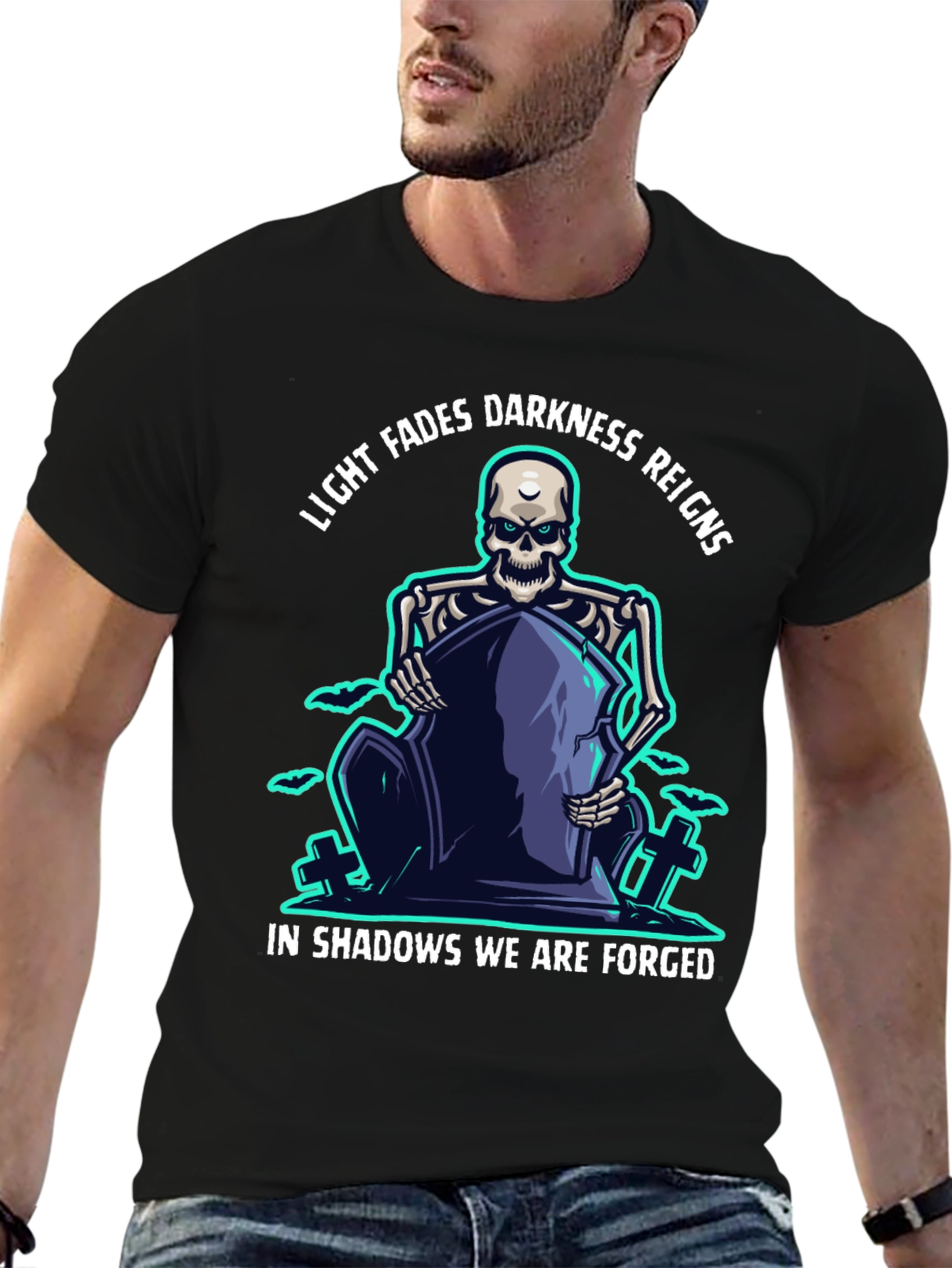 Darkness Reigns Skeleton Graphic T-Shirt