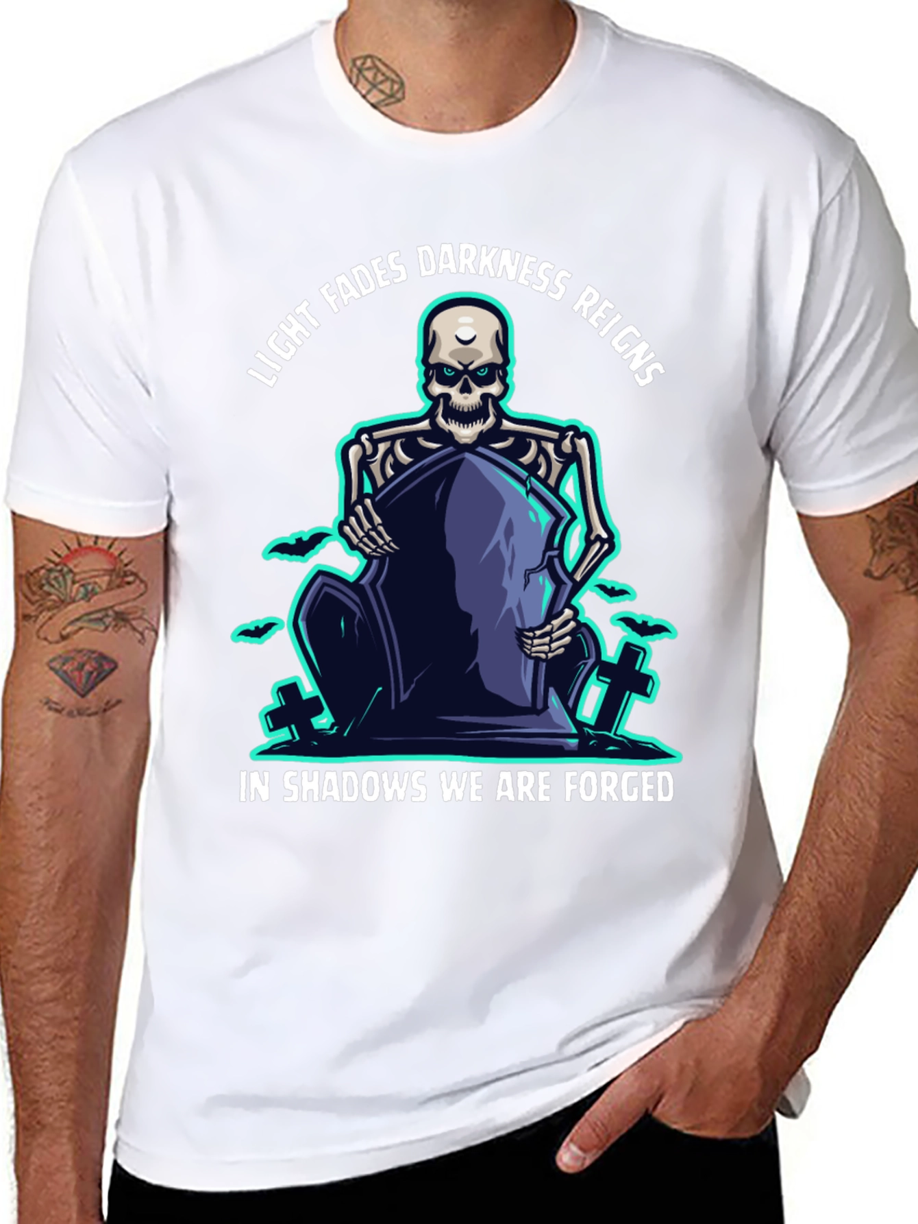 Darkness Reigns Skeleton Graphic T-Shirt