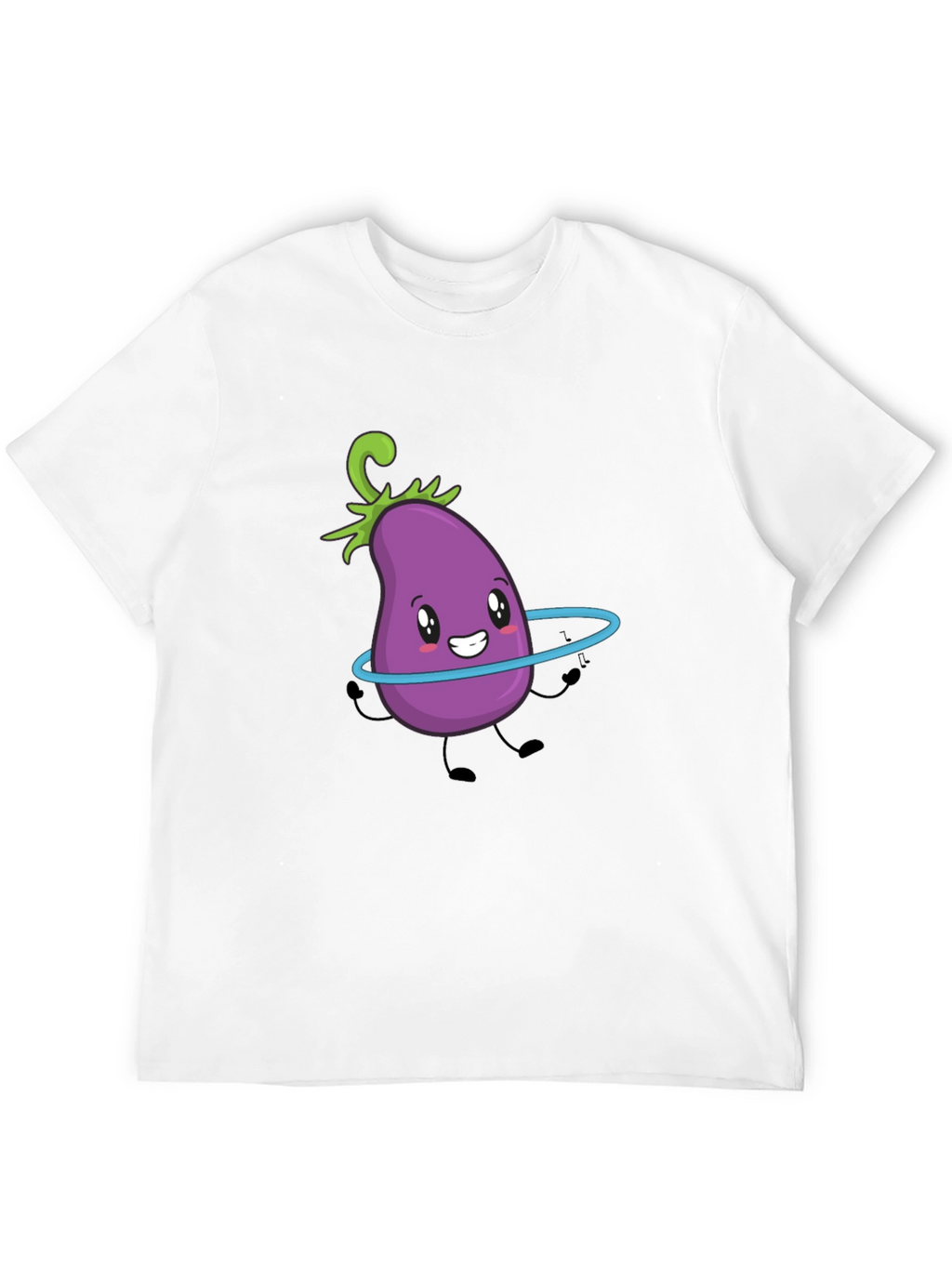 Cute Eggplant Hula Hoop Black T-Shirt