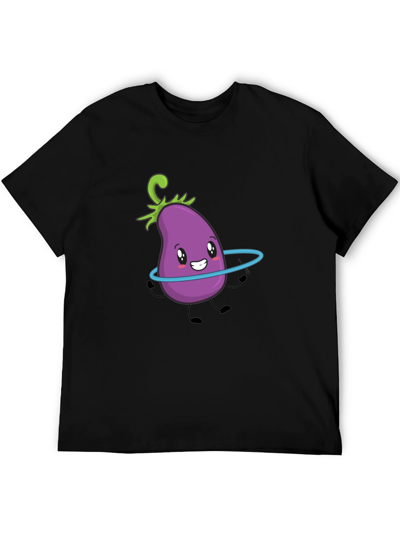 Cute Eggplant Hula Hoop Black T-Shirt
