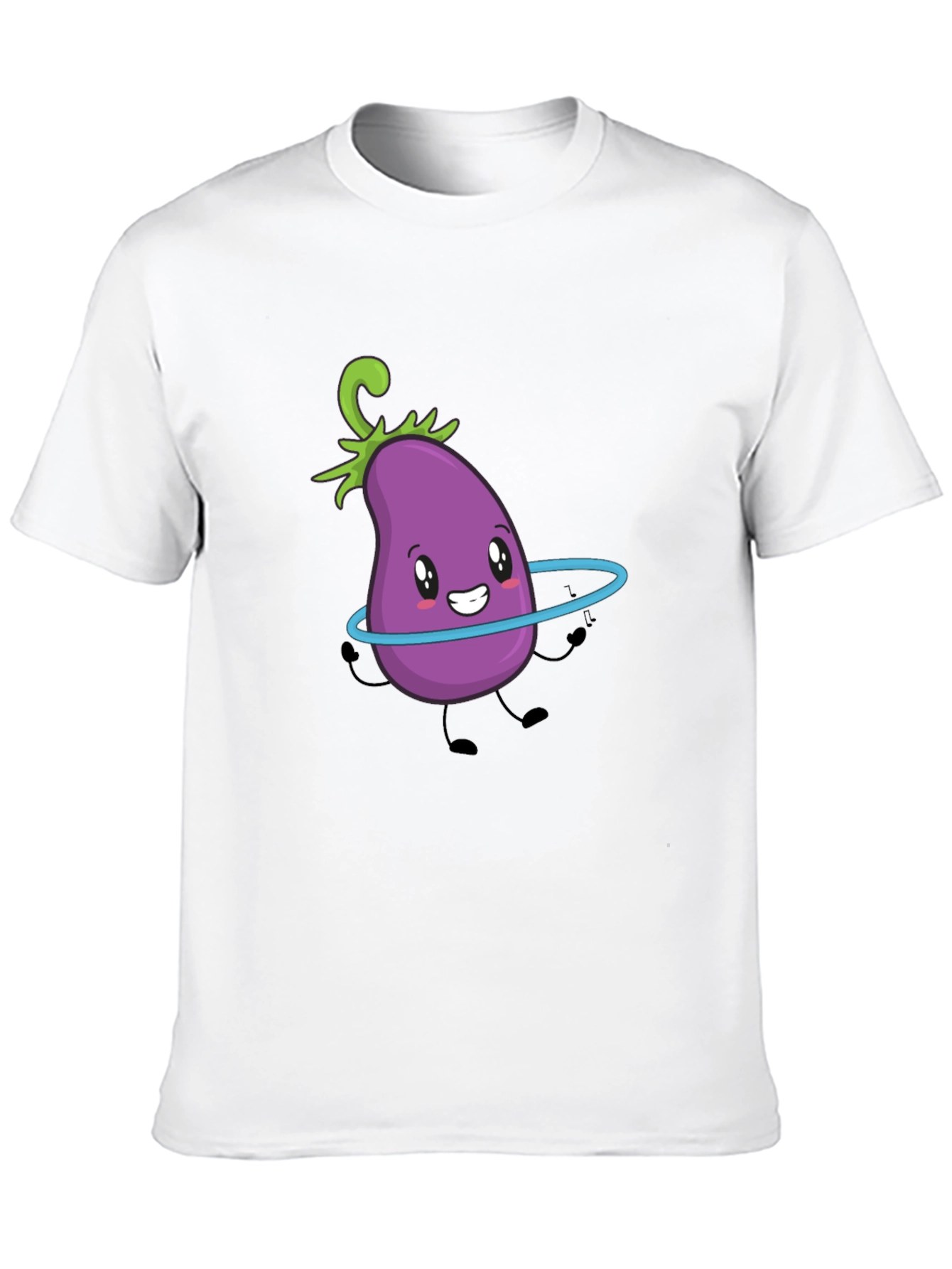 Cute Eggplant Hula Hoop Black T-Shirt