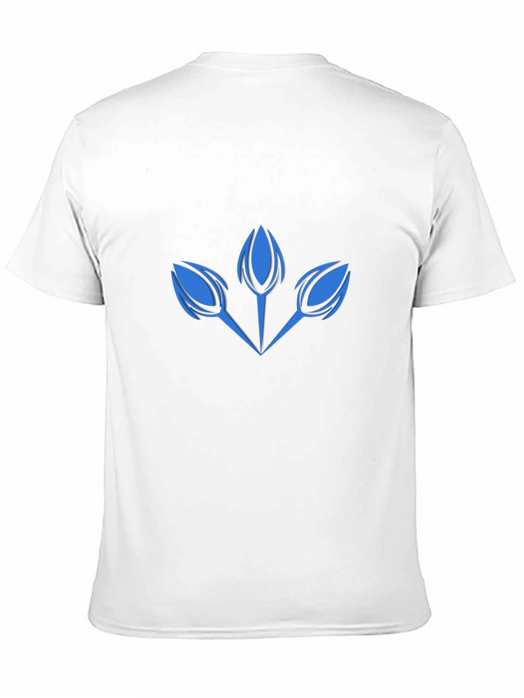 Modern Blue Floral Graphic Print Black T-Shirt