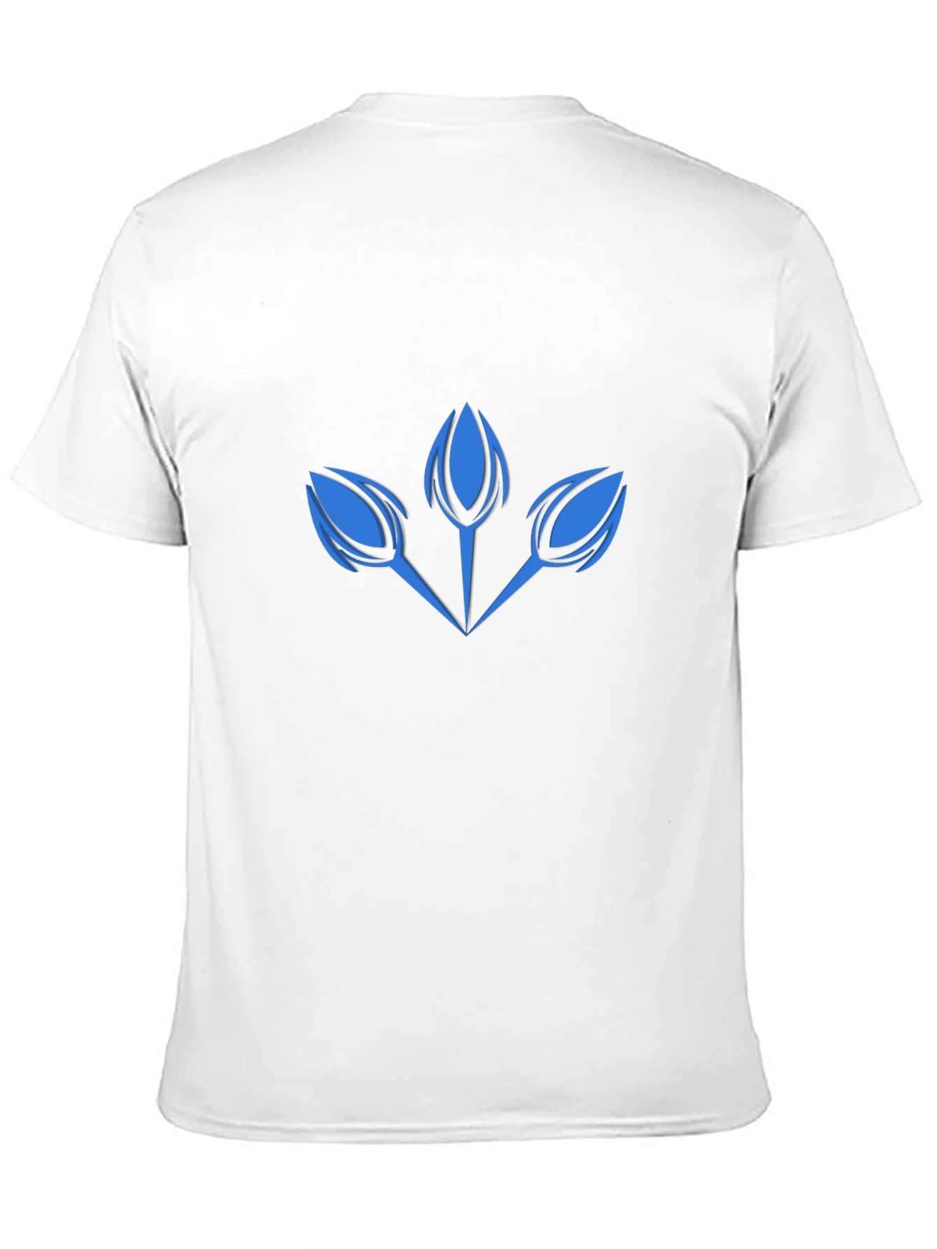 Modern Blue Floral Graphic Print Black T-Shirt