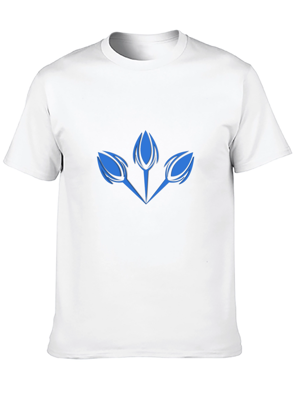 Modern Blue Floral Graphic Print Black T-Shirt