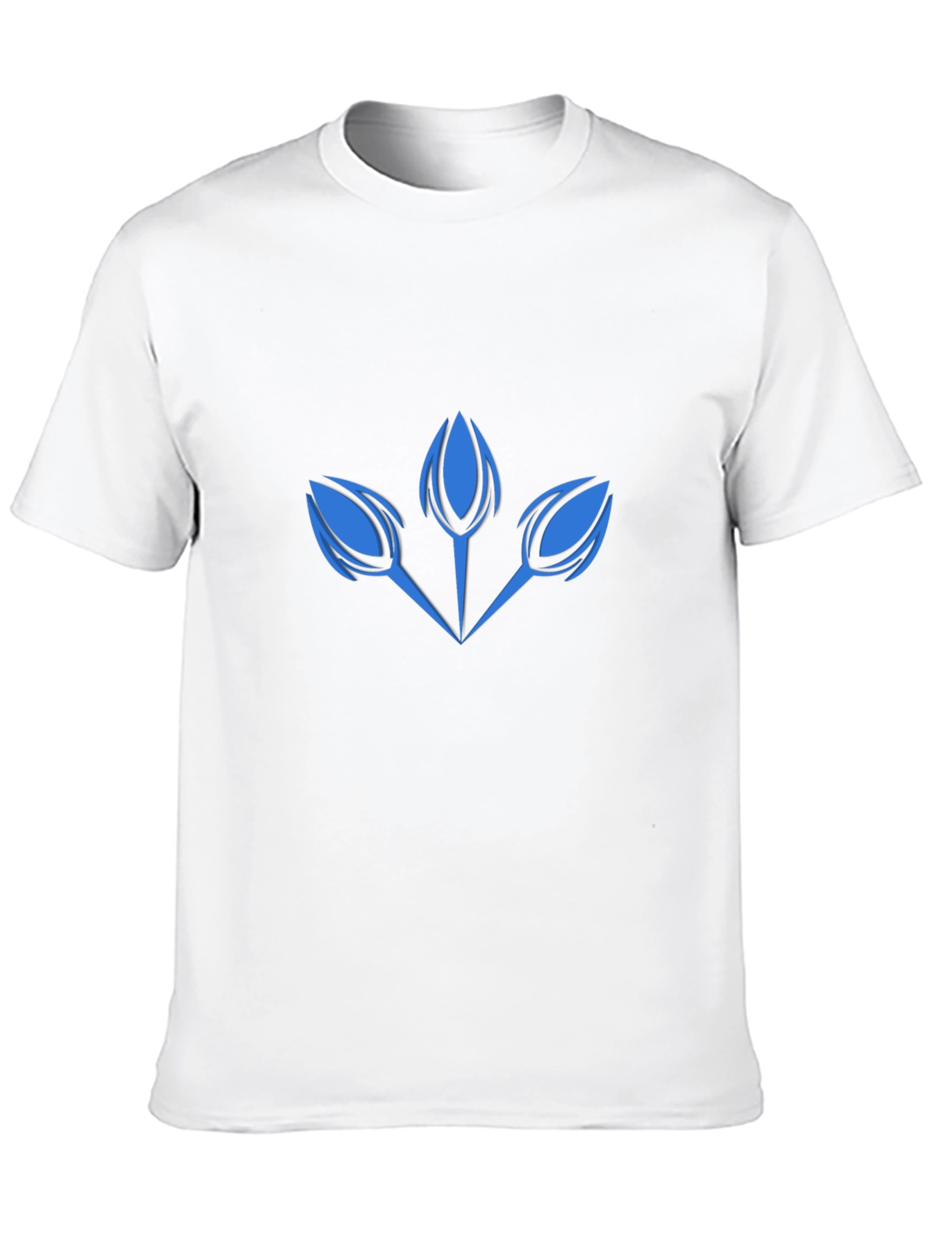 Modern Blue Floral Graphic Print Black T-Shirt