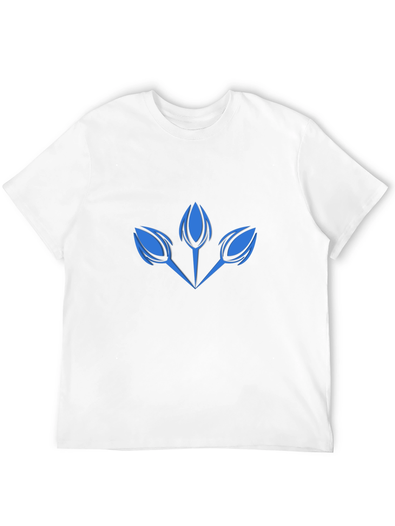 Modern Blue Floral Graphic Print Black T-Shirt