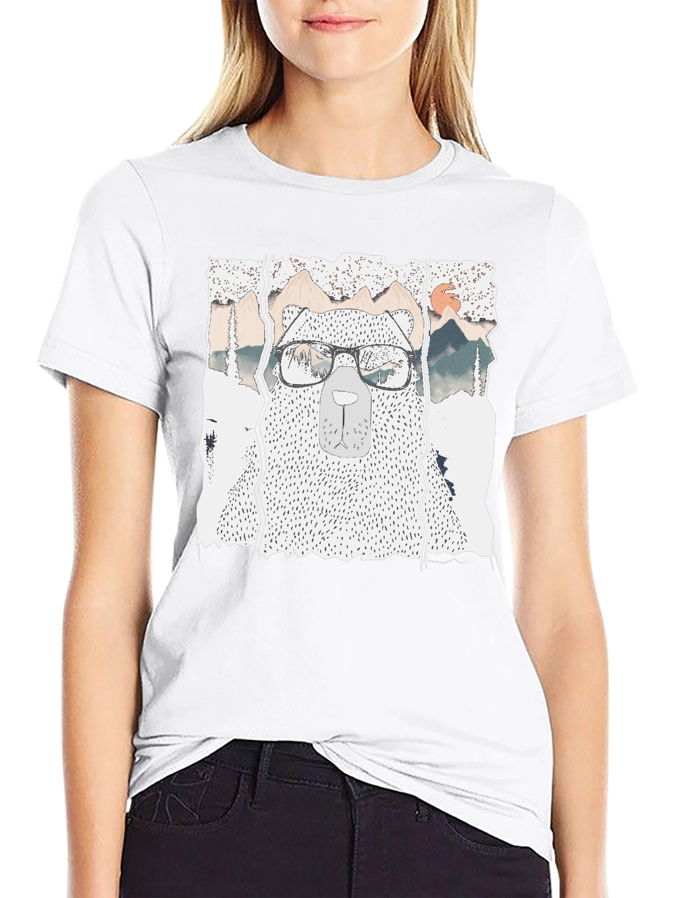 Hipster Bear Graphic Tee - Cool Mountain Design
