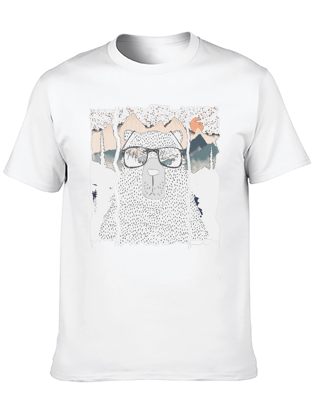 Hipster Bear Graphic Tee - Cool Mountain Design