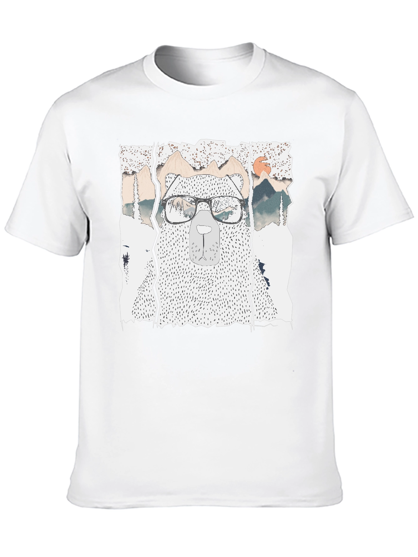 Hipster Bear Graphic Tee - Cool Mountain Design