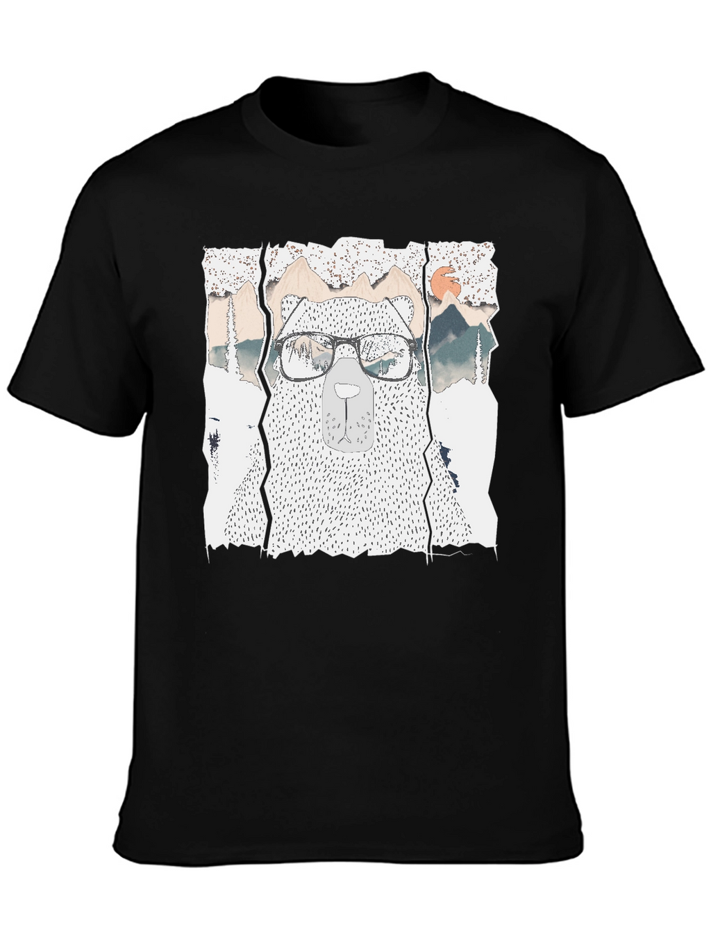 Hipster Bear Graphic Tee - Cool Mountain Design