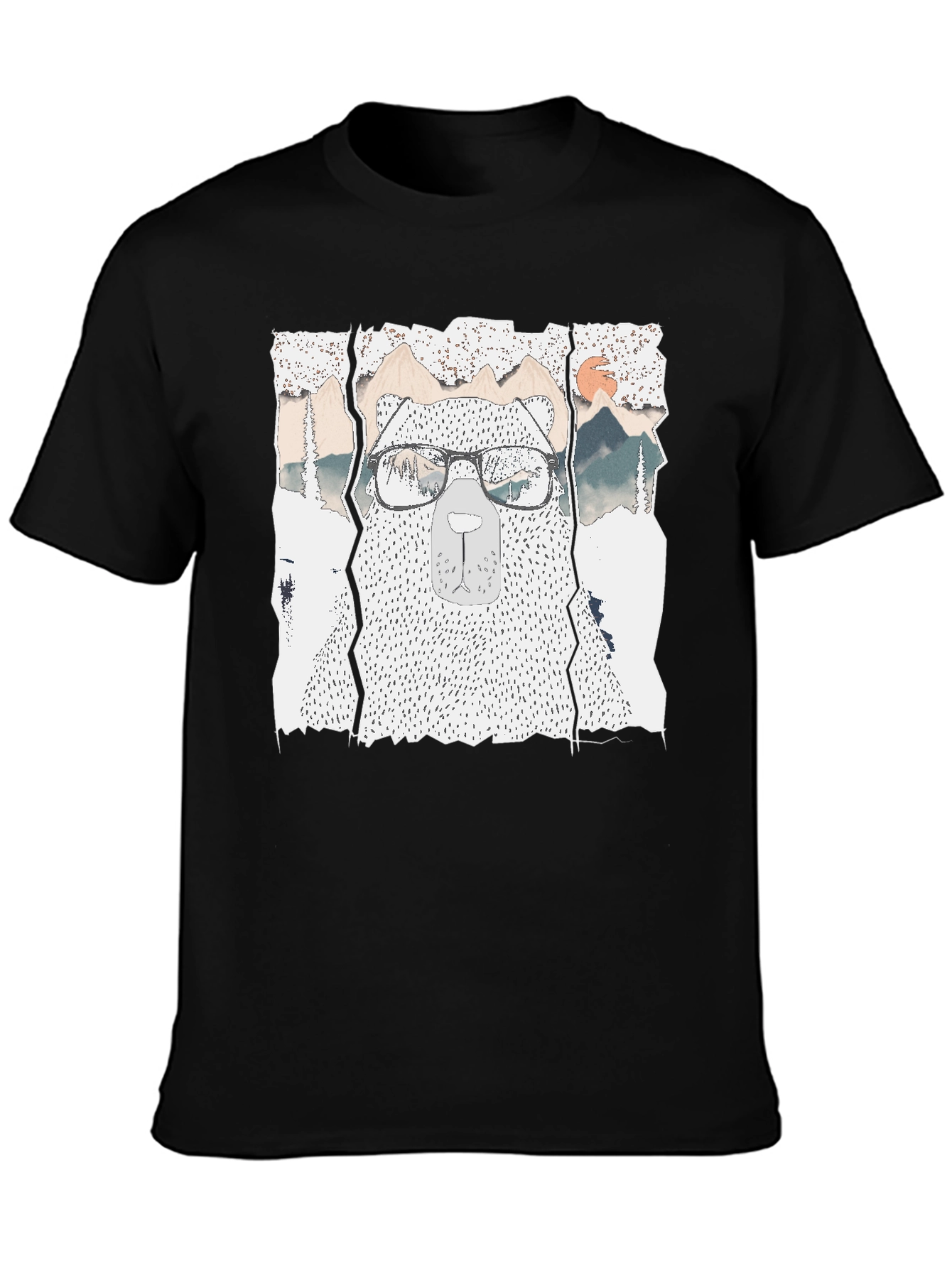 Hipster Bear Graphic Tee - Cool Mountain Design