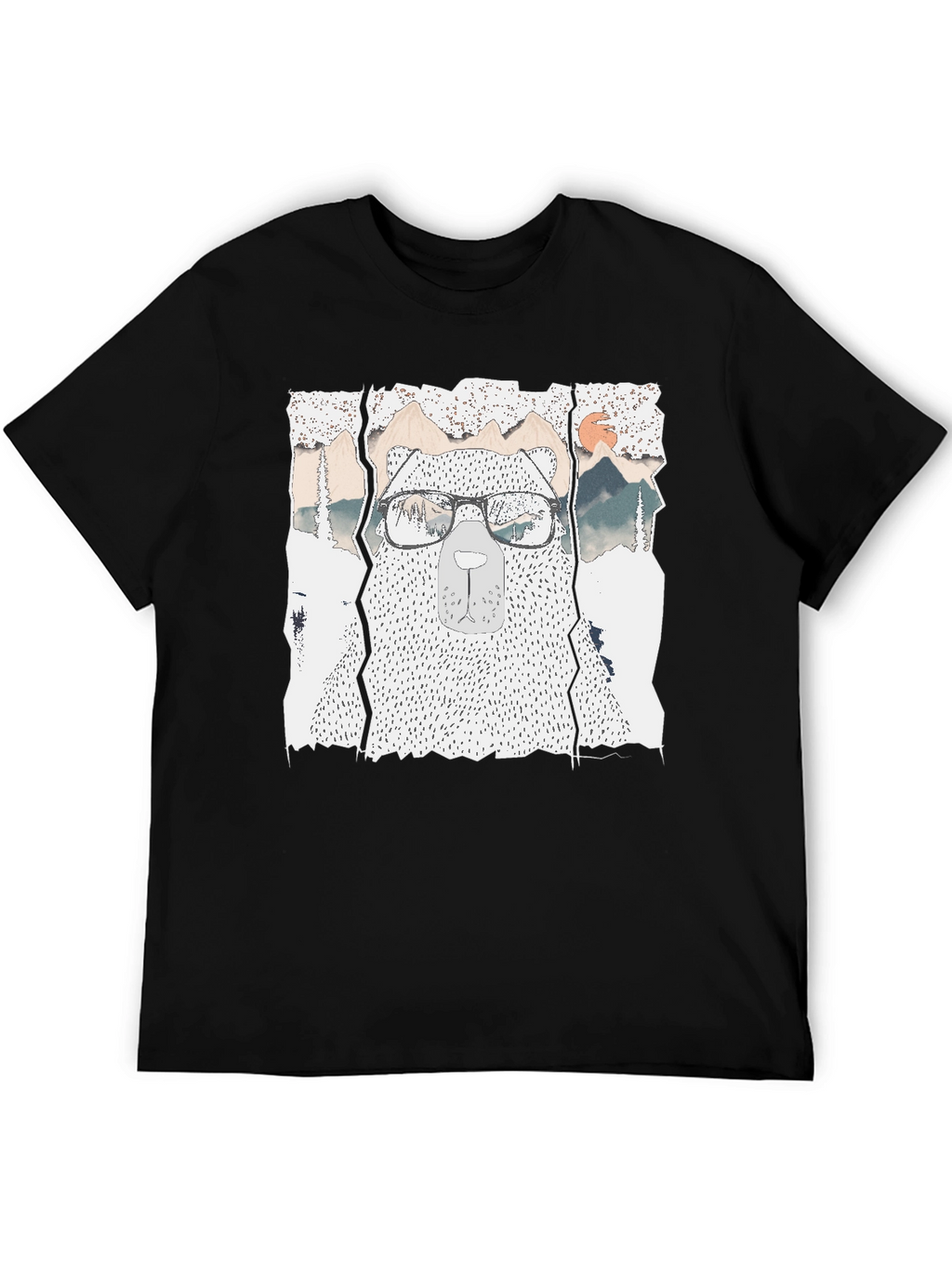 Hipster Bear Graphic Tee - Cool Mountain Design