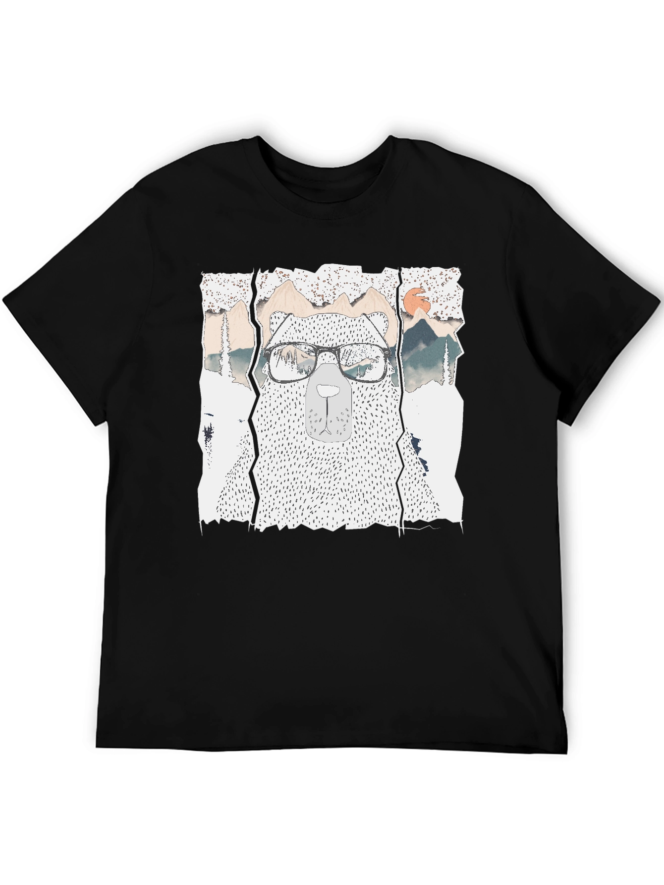 Hipster Bear Graphic Tee - Cool Mountain Design