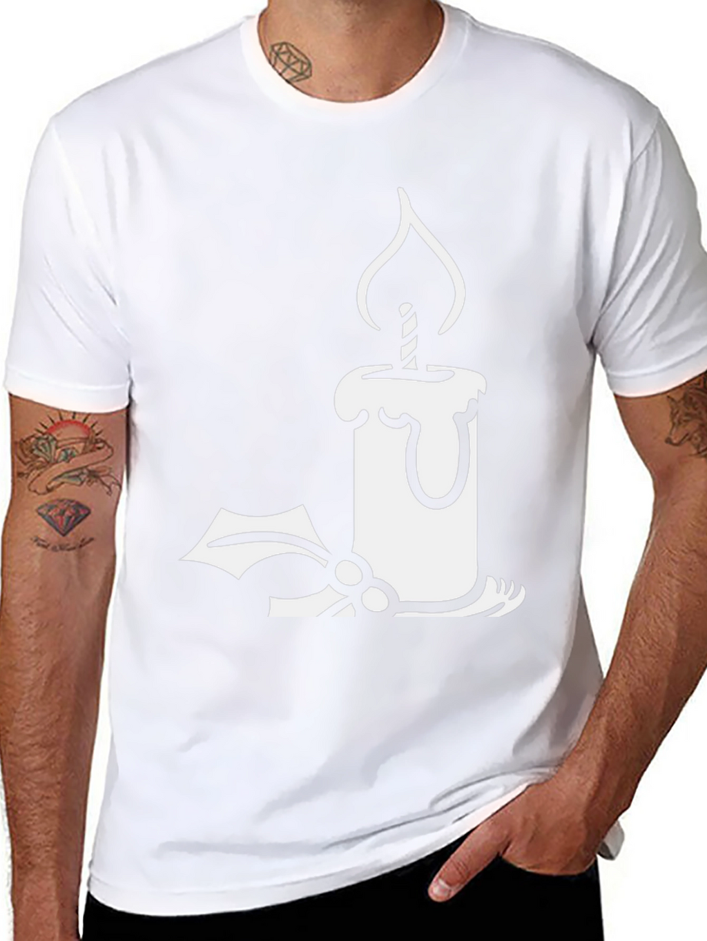 Holiday Candle Graphic T-Shirt - Festive Style