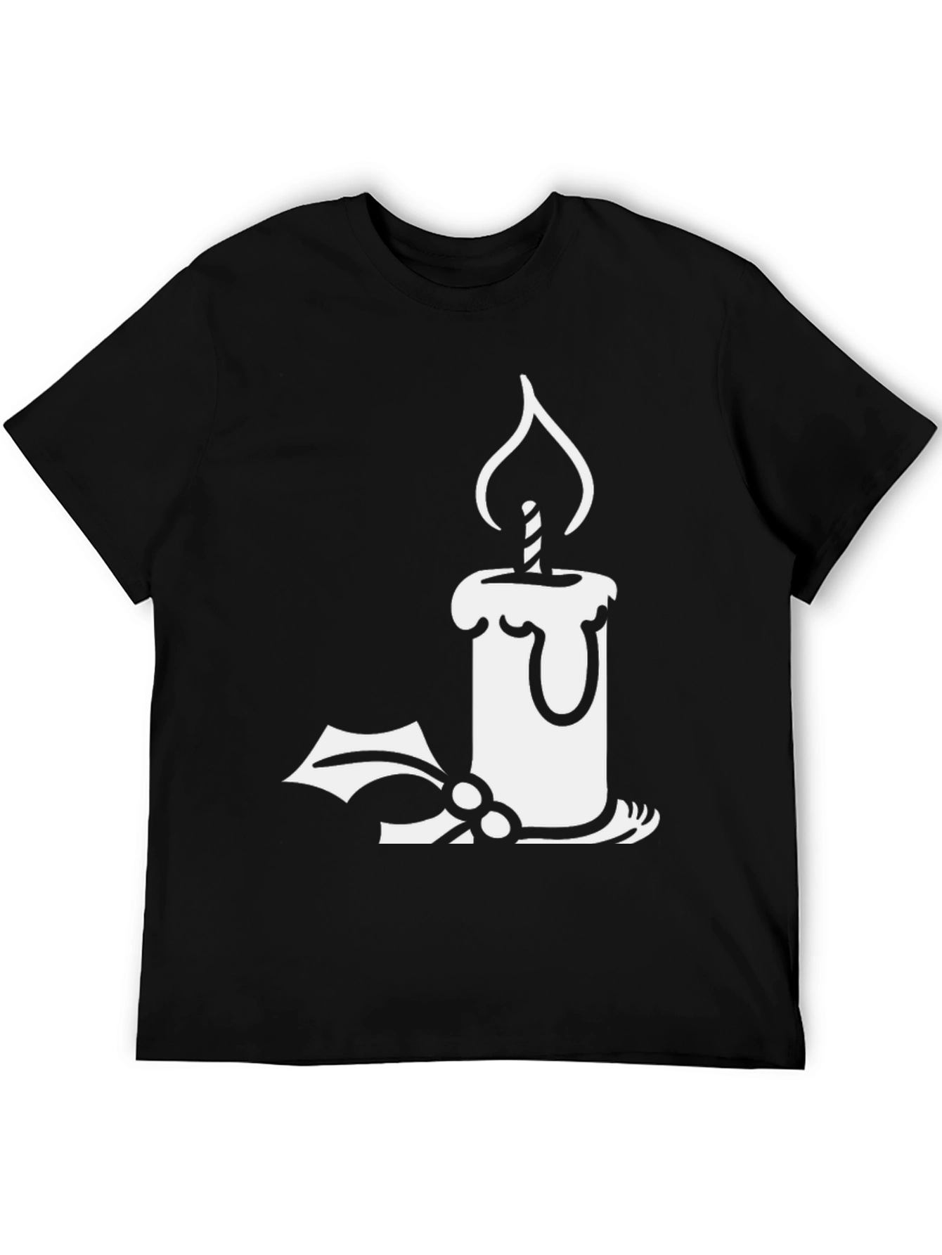 Holiday Candle Graphic T-Shirt - Festive Style