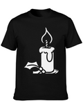 Holiday Candle Graphic T-Shirt - Festive Style