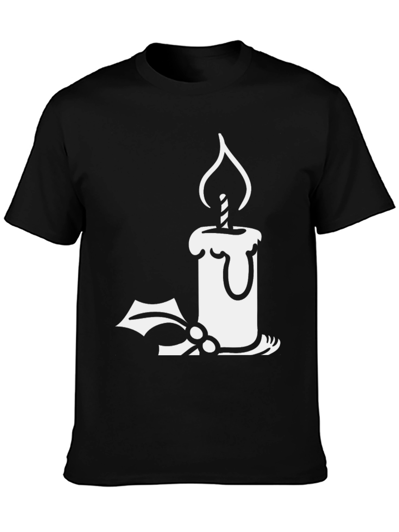 Holiday Candle Graphic T-Shirt - Festive Style