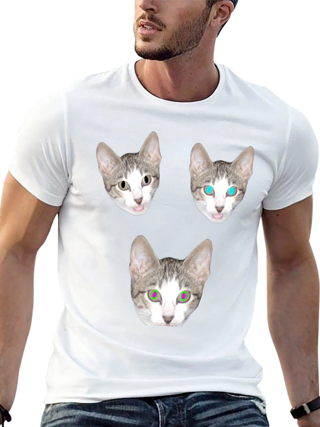 Cat Head T-Shirt - Funny Graphic Tee