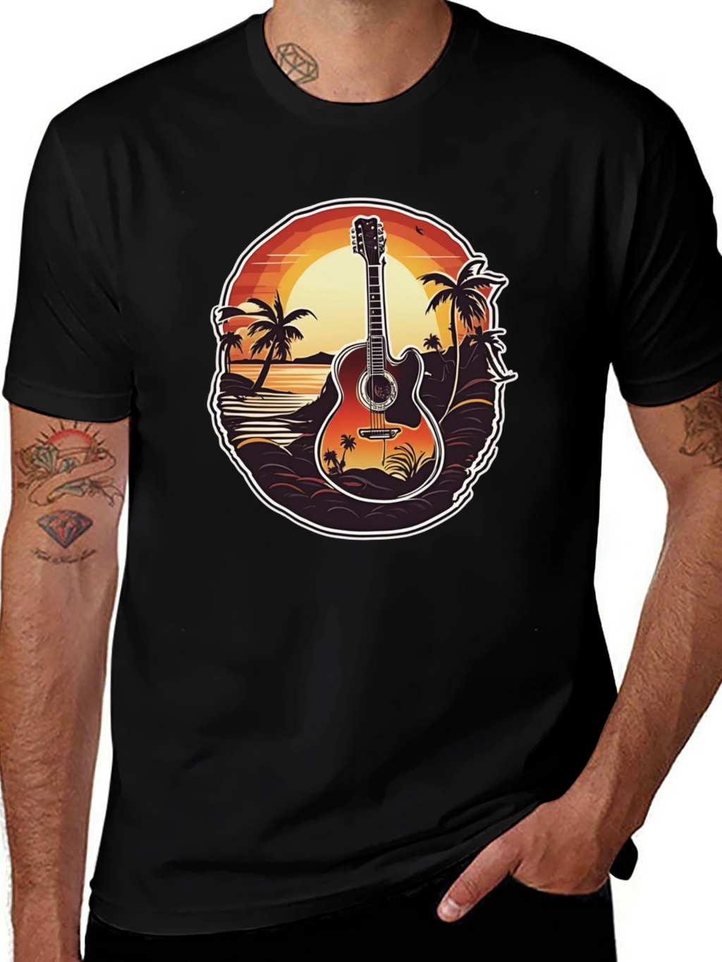Sunset Guitar Graphic Tee - Island Vibe