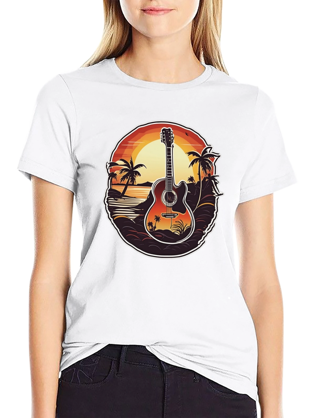 Sunset Guitar Graphic Tee - Island Vibe