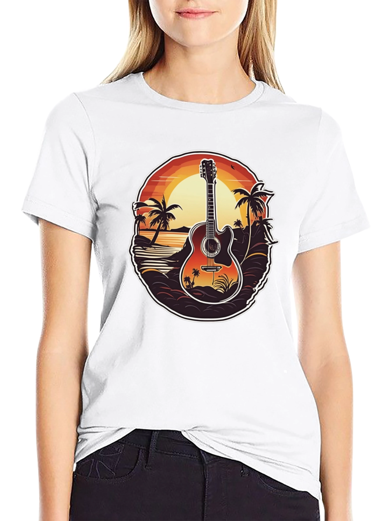 Sunset Guitar Graphic Tee - Island Vibe