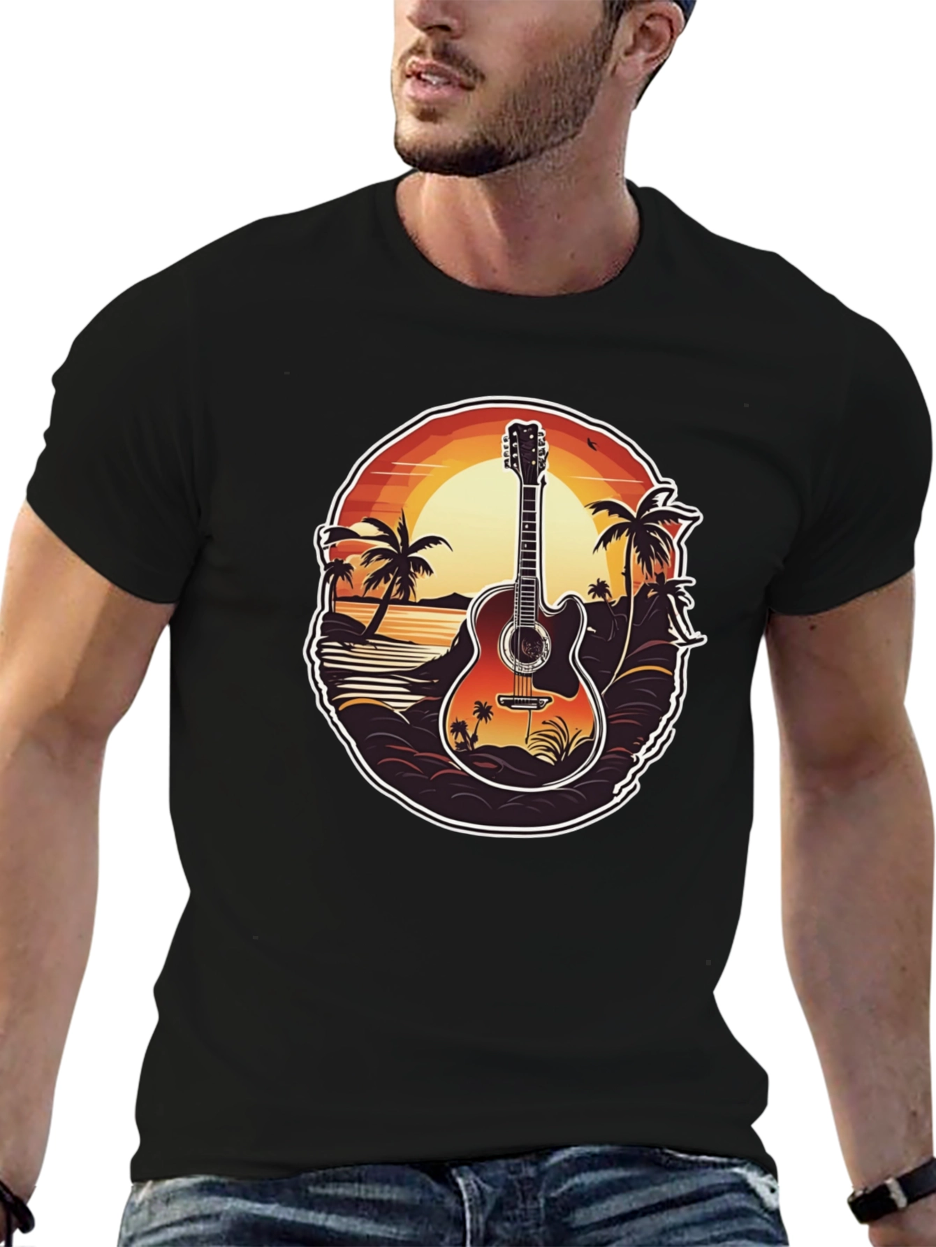 Sunset Guitar Graphic Tee - Island Vibe