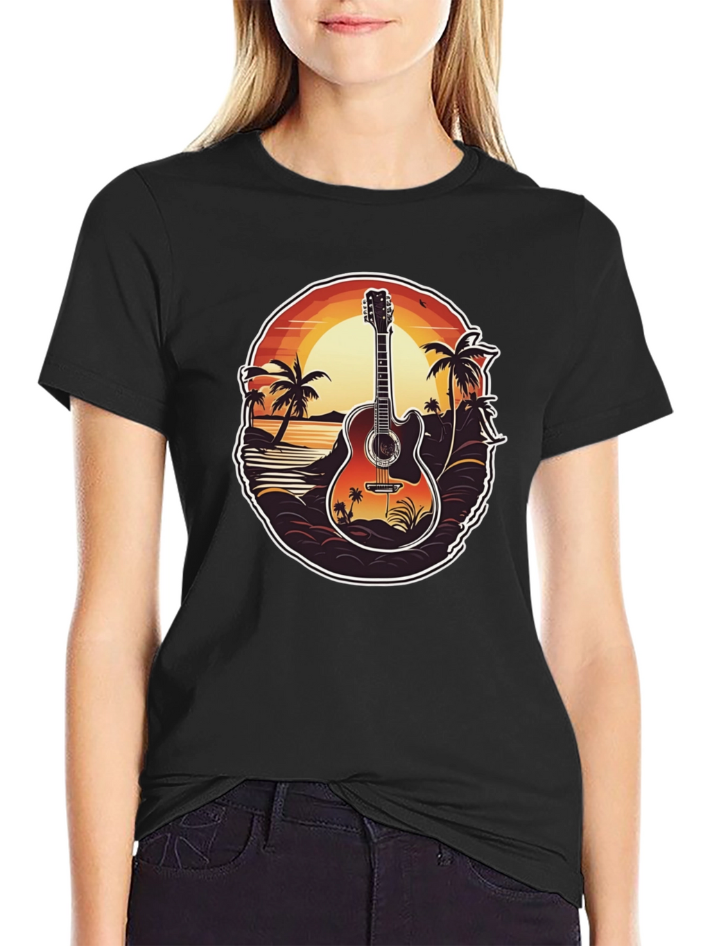 Sunset Guitar Graphic Tee - Island Vibe