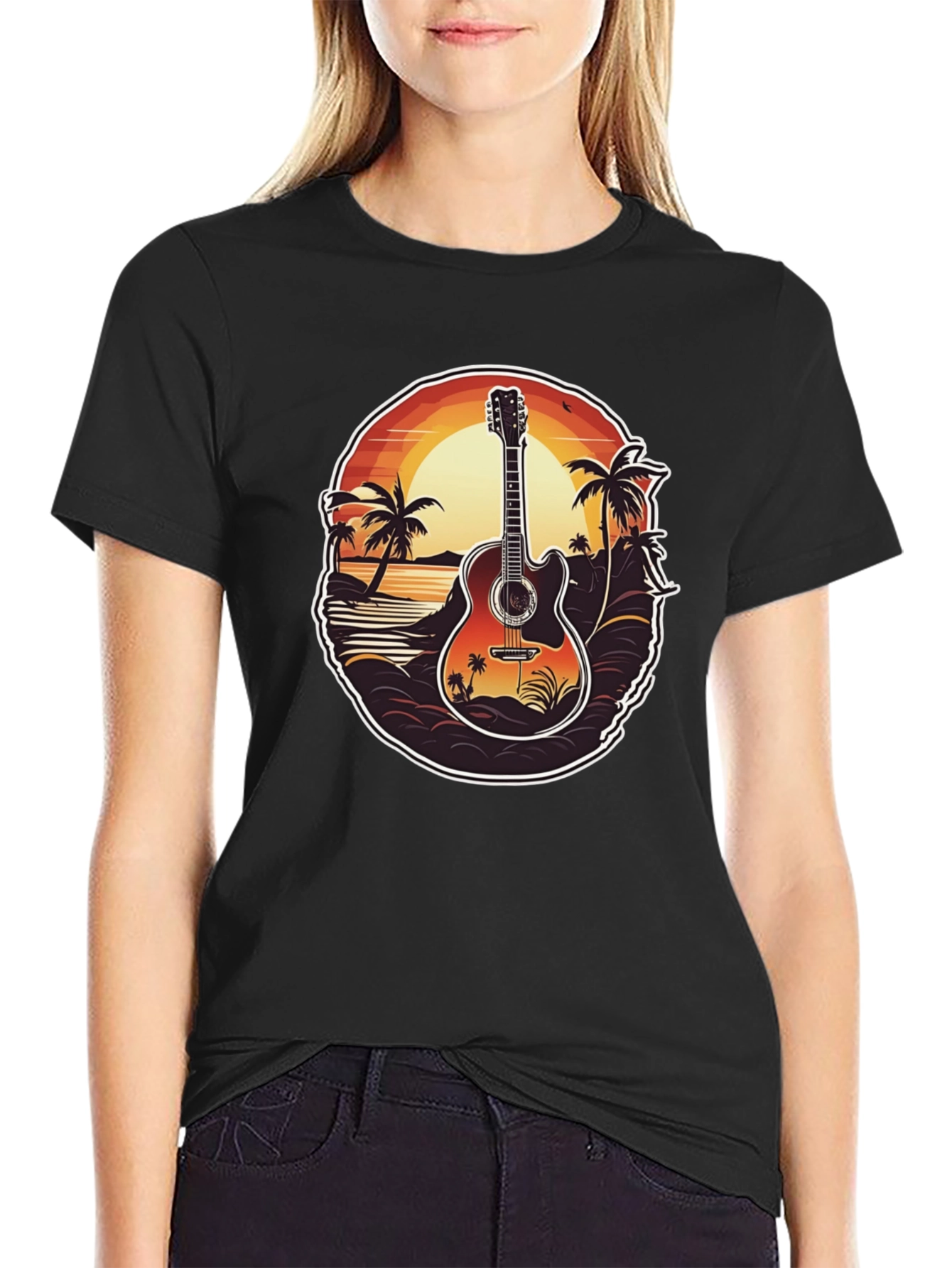 Sunset Guitar Graphic Tee - Island Vibe