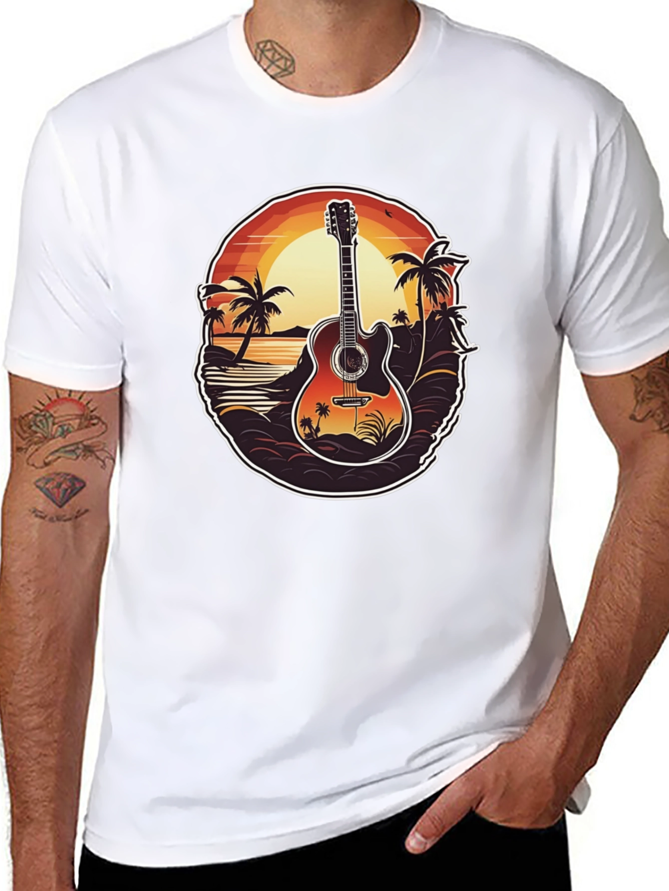 Sunset Guitar Graphic Tee - Island Vibe