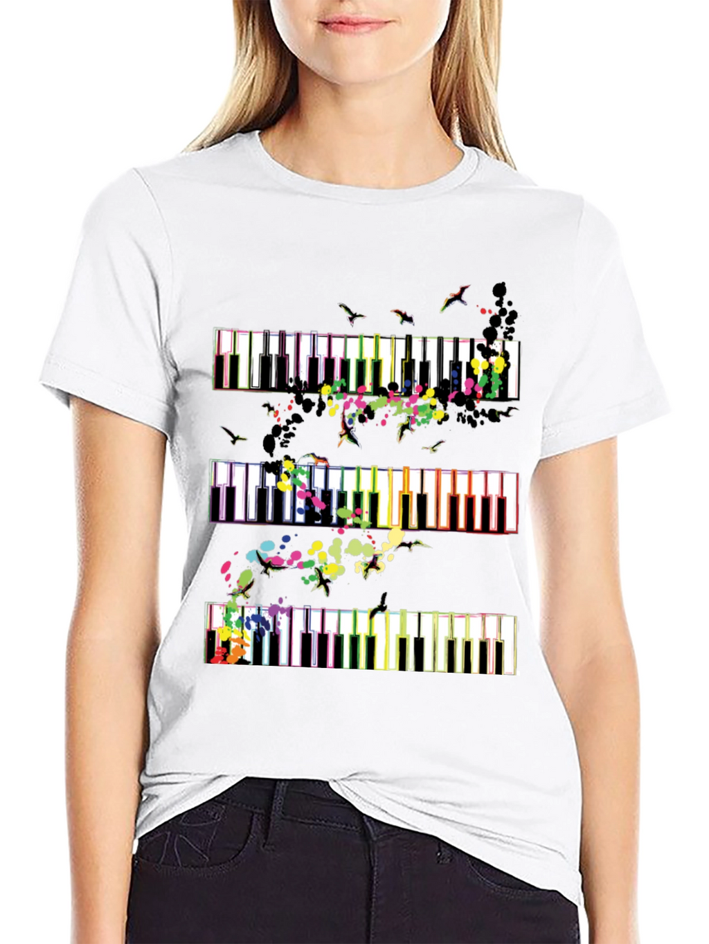 Piano Keys Music Lover Graphic Tee - Black