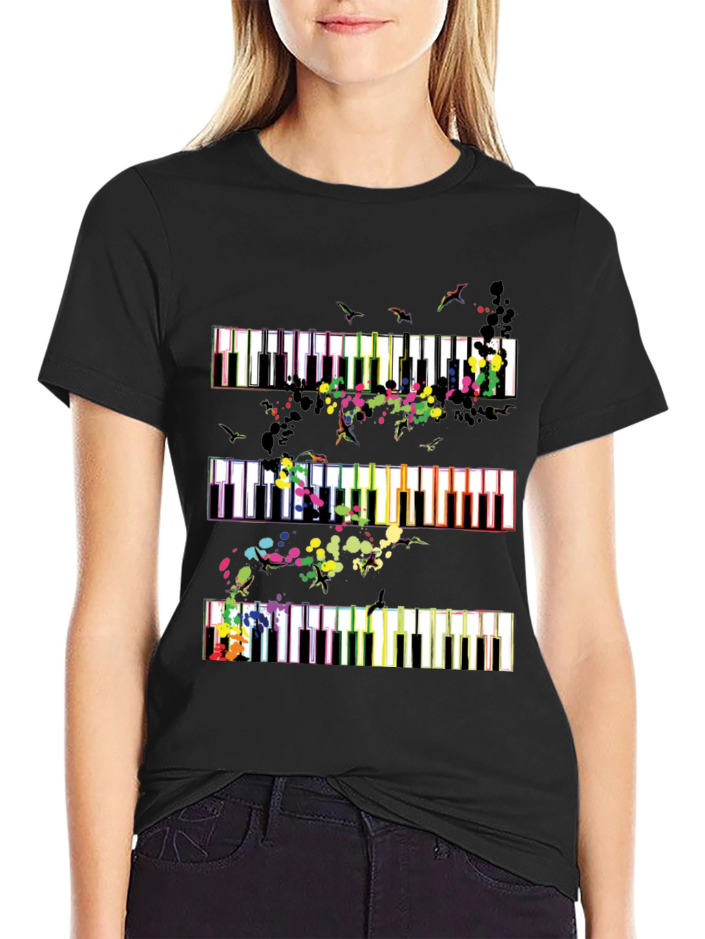 Piano Keys Music Lover Graphic Tee - Black