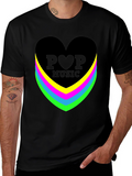 Pop Music Heart Graphic Black T-Shirt