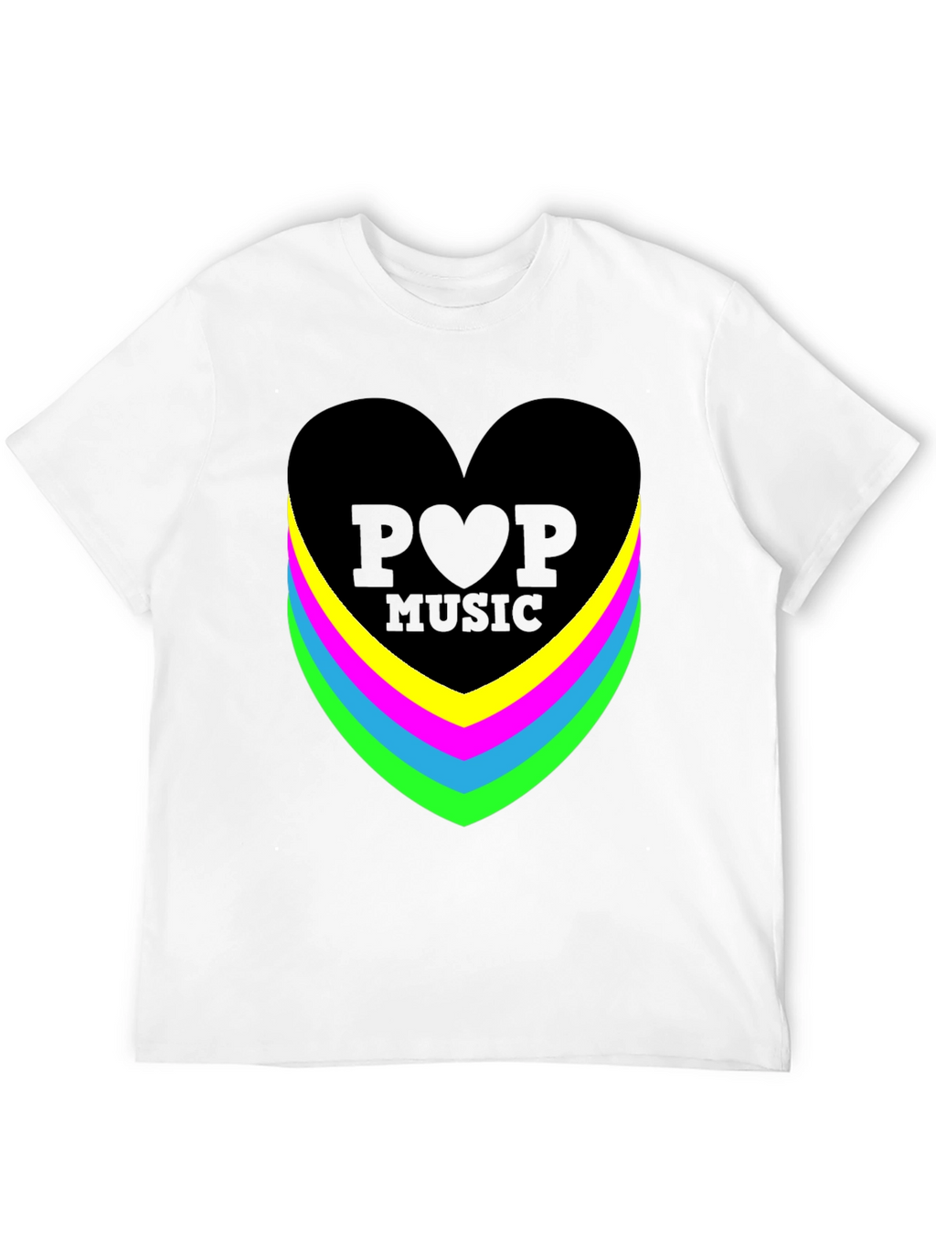 Pop Music Heart Graphic Black T-Shirt